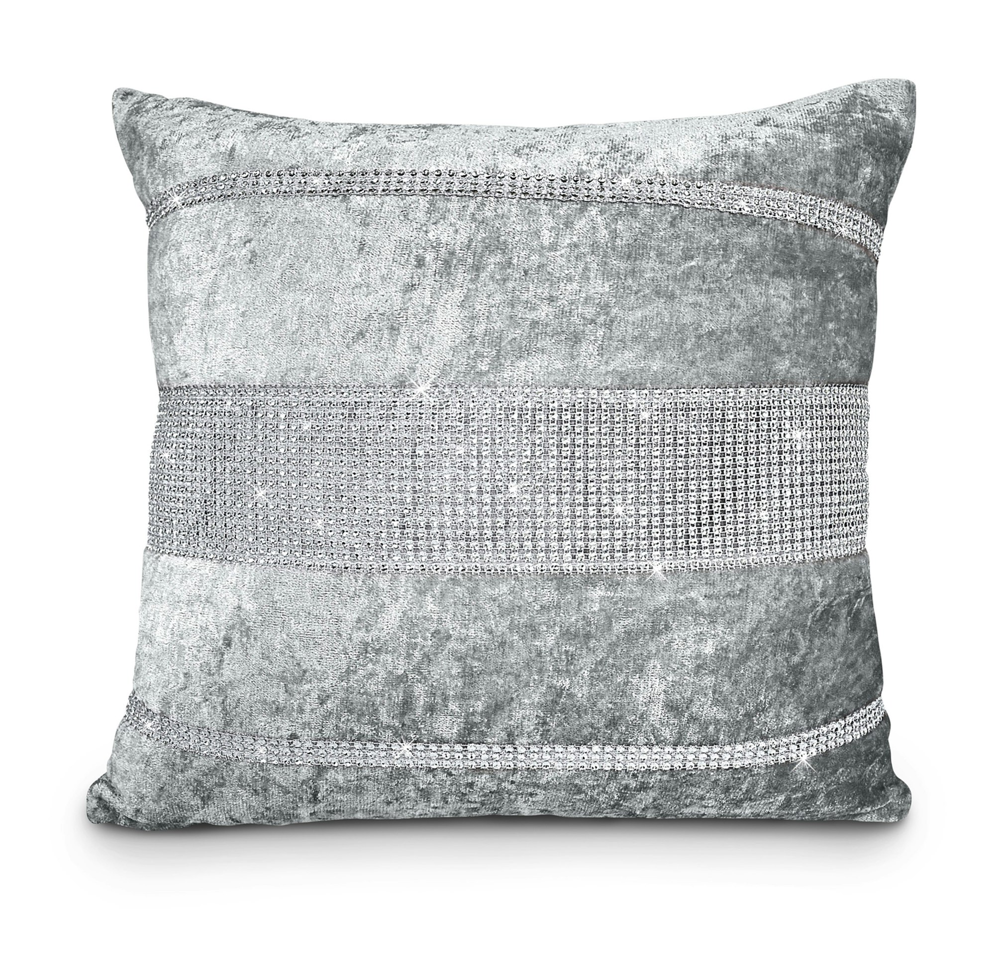 Intimates Silver Luxury Crushed Velvet With 3 Tier Diamante Detail - 43Cm X 43Cm