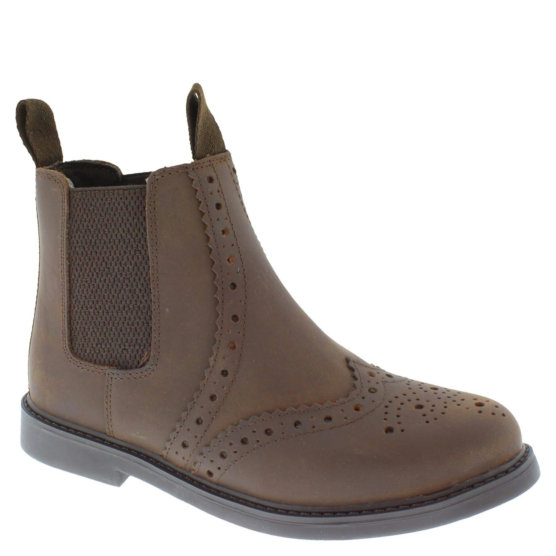 Frank James Boys Brown Cheltenham Girls Brogue Chelsea Leather Jodphur Boots - Chocolate - 2 Uk - 2 Uk