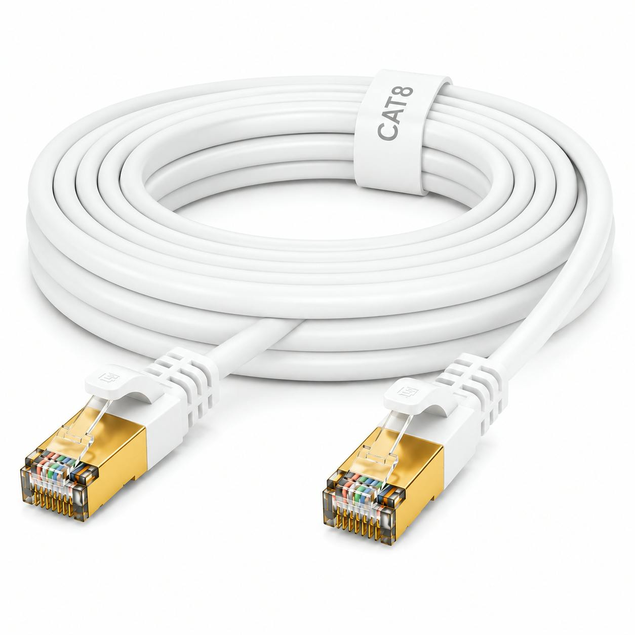Atek White 1.5M Cat8 Rj45 Network Ethernet Cable 40Gbps
