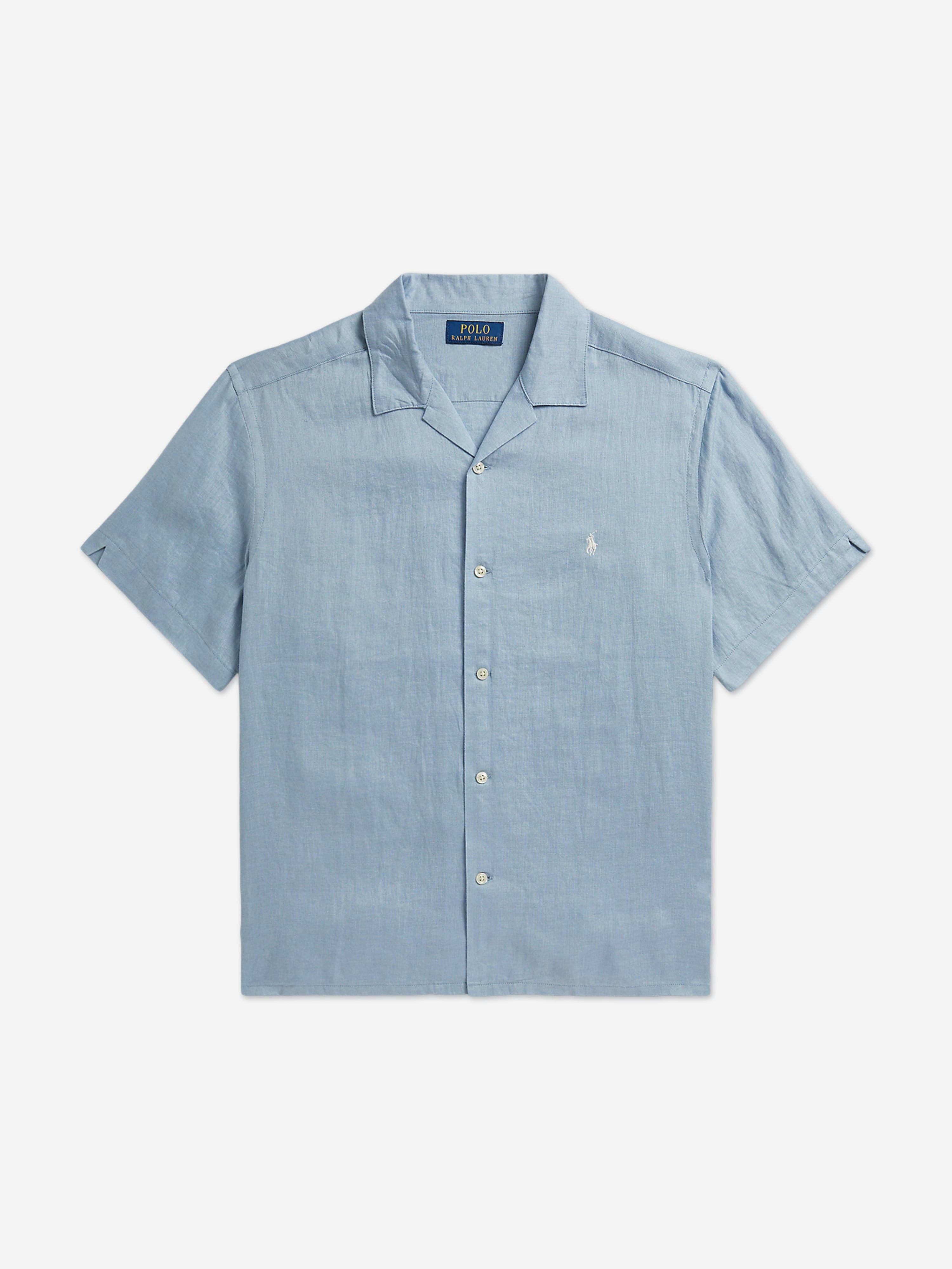 Ralph Lauren Kids Boys Blue Ralph Lauren Linen Logo Shirt In - 18 - 20 Yrs