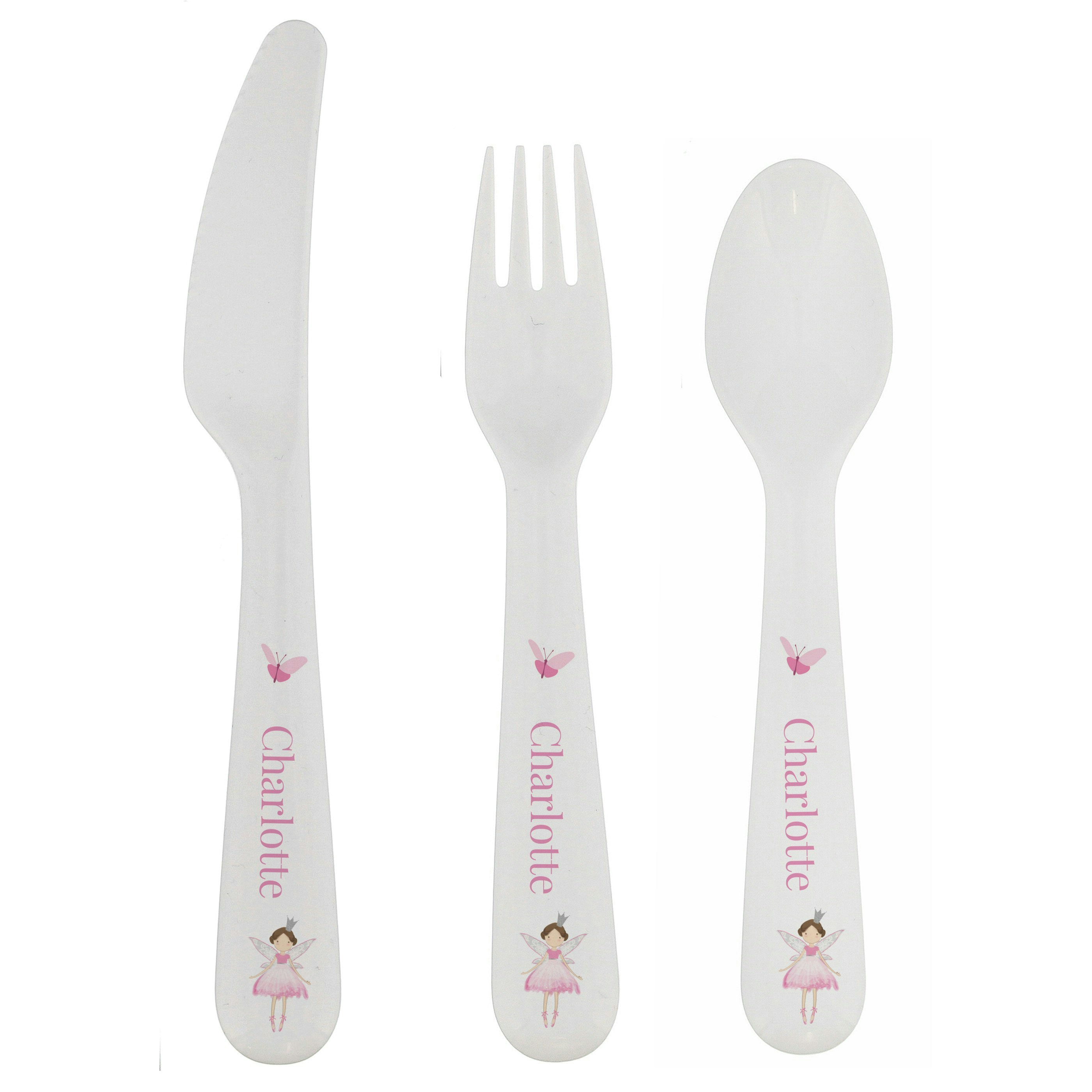 Rackhams Personalised Fairy Princess Plastic Cutlery Set