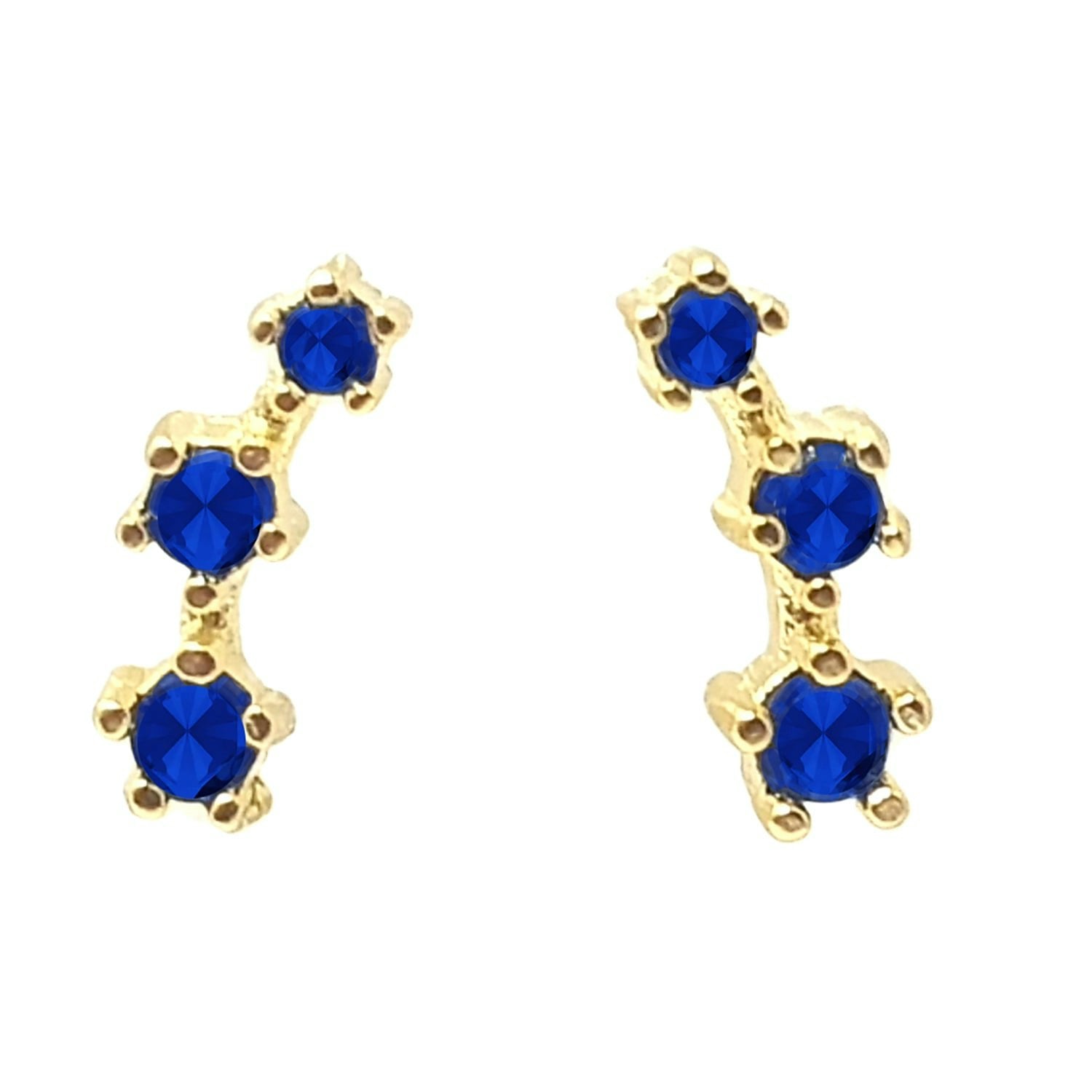 Harfi Blue Sapphire September Birthstone Climber Stud Earrings