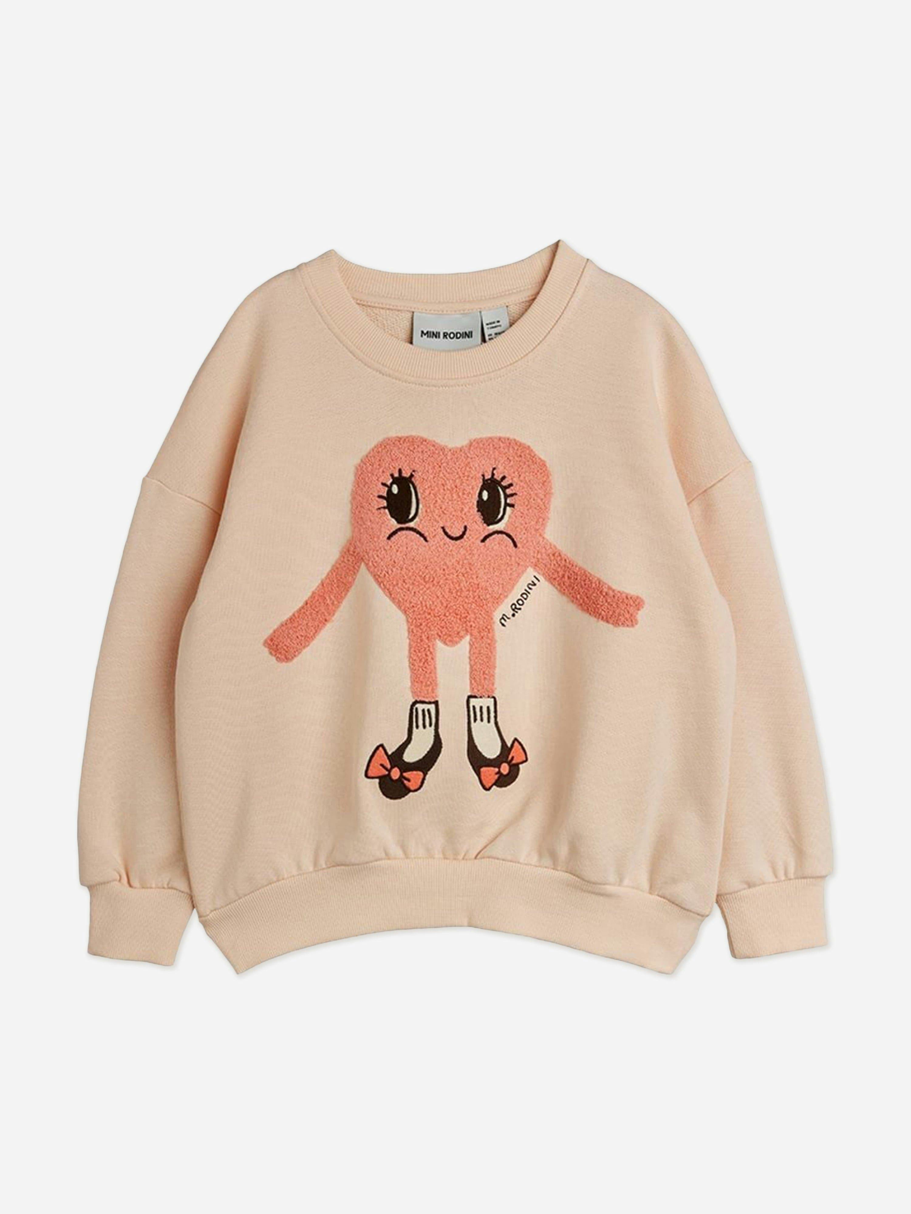 Mini Rodini Girls Pink Heart In Shoes Chenille Sweatshirt In - 140-146 Cm (9-11 Yrs)