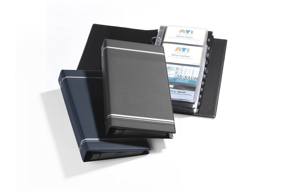Durable Black Visifix 200 Business Card Ring Binder Album | A-Z Index Tabs |