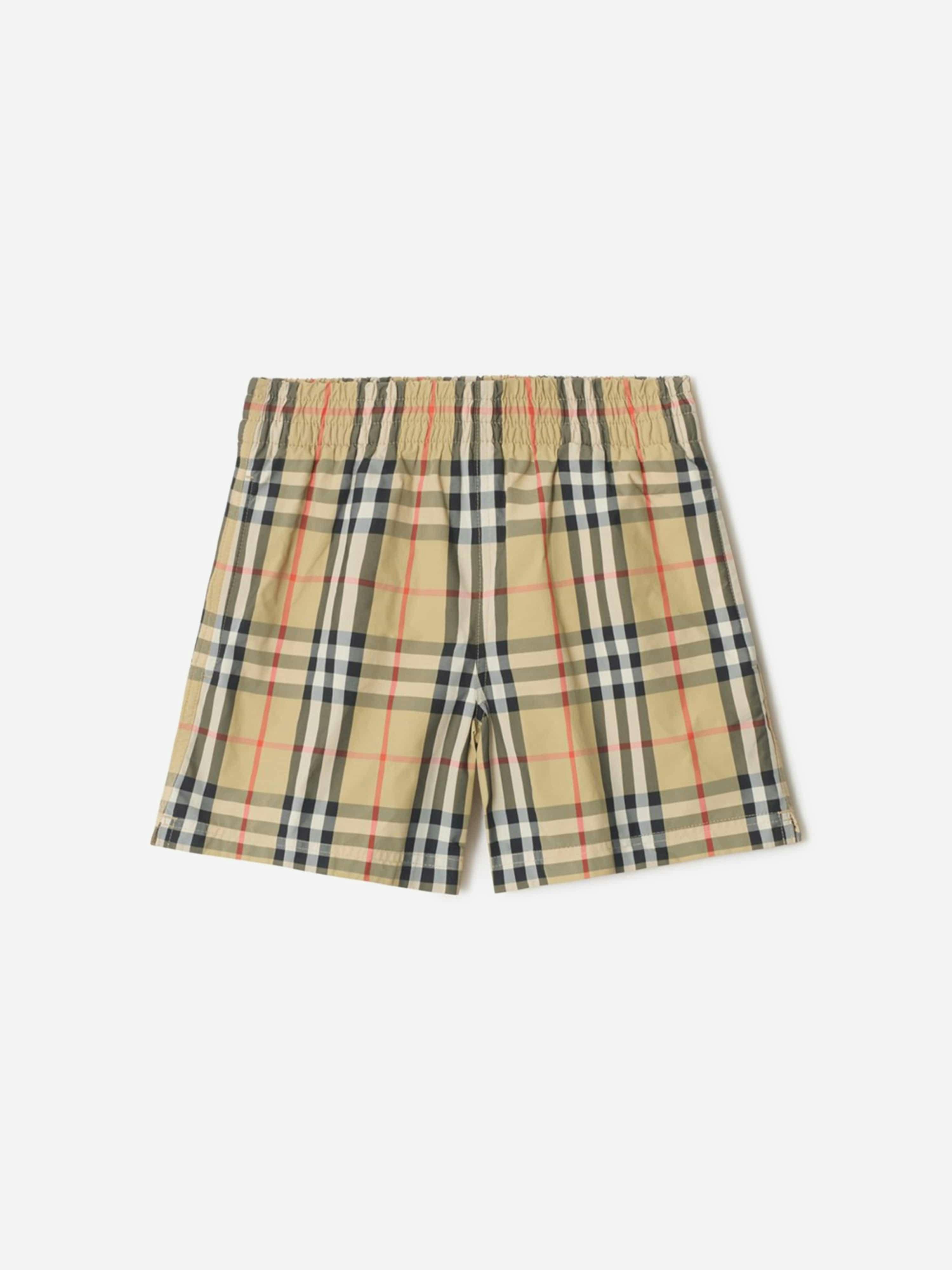 Burberry Kids Boys Beige Burberry Atticus Check Swim Shorts In - Camel - 4 Yrs