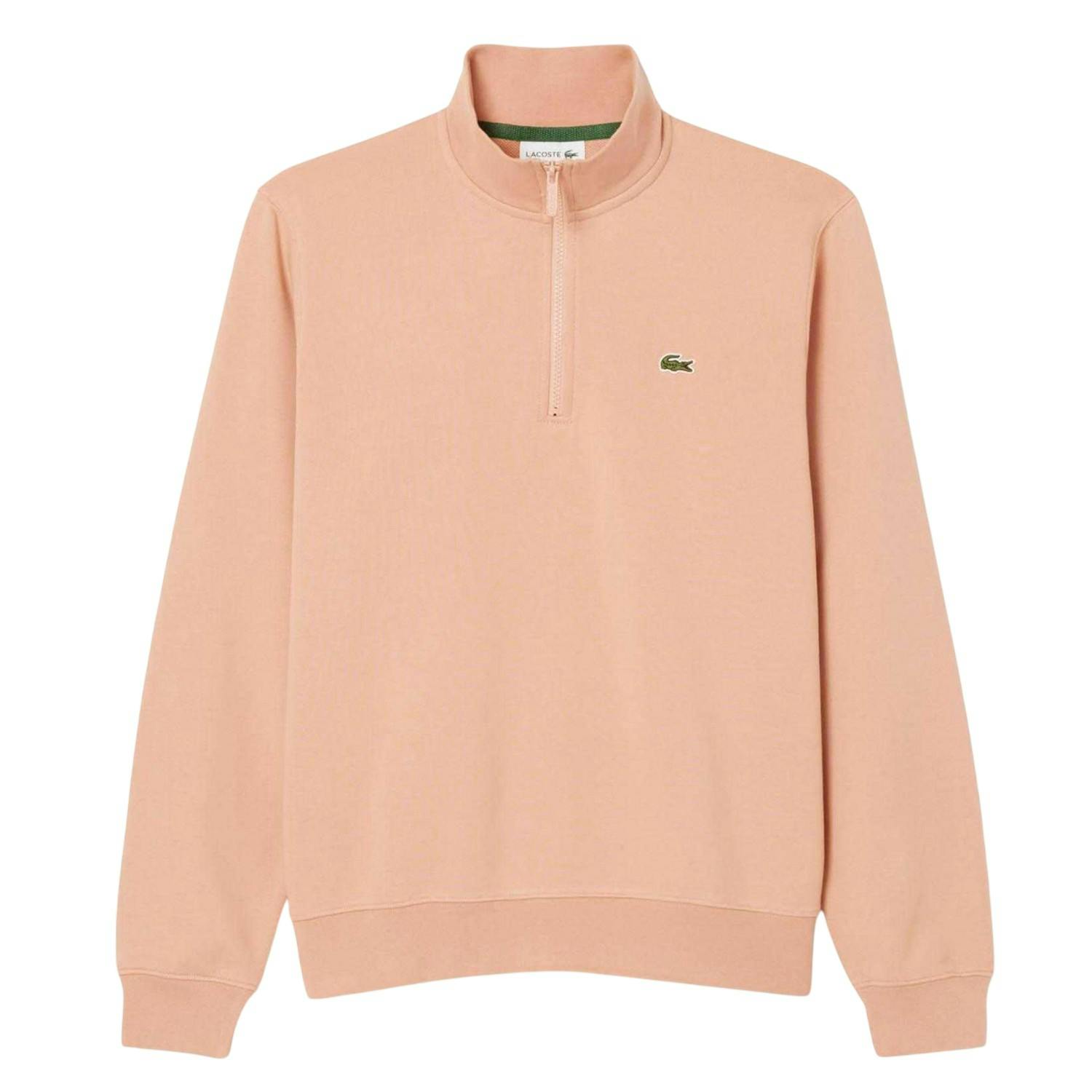 Lacoste Men's Fleece Zipped Sweatshirt - Pinkish - S - Pinkish - 100% Organic Cotton