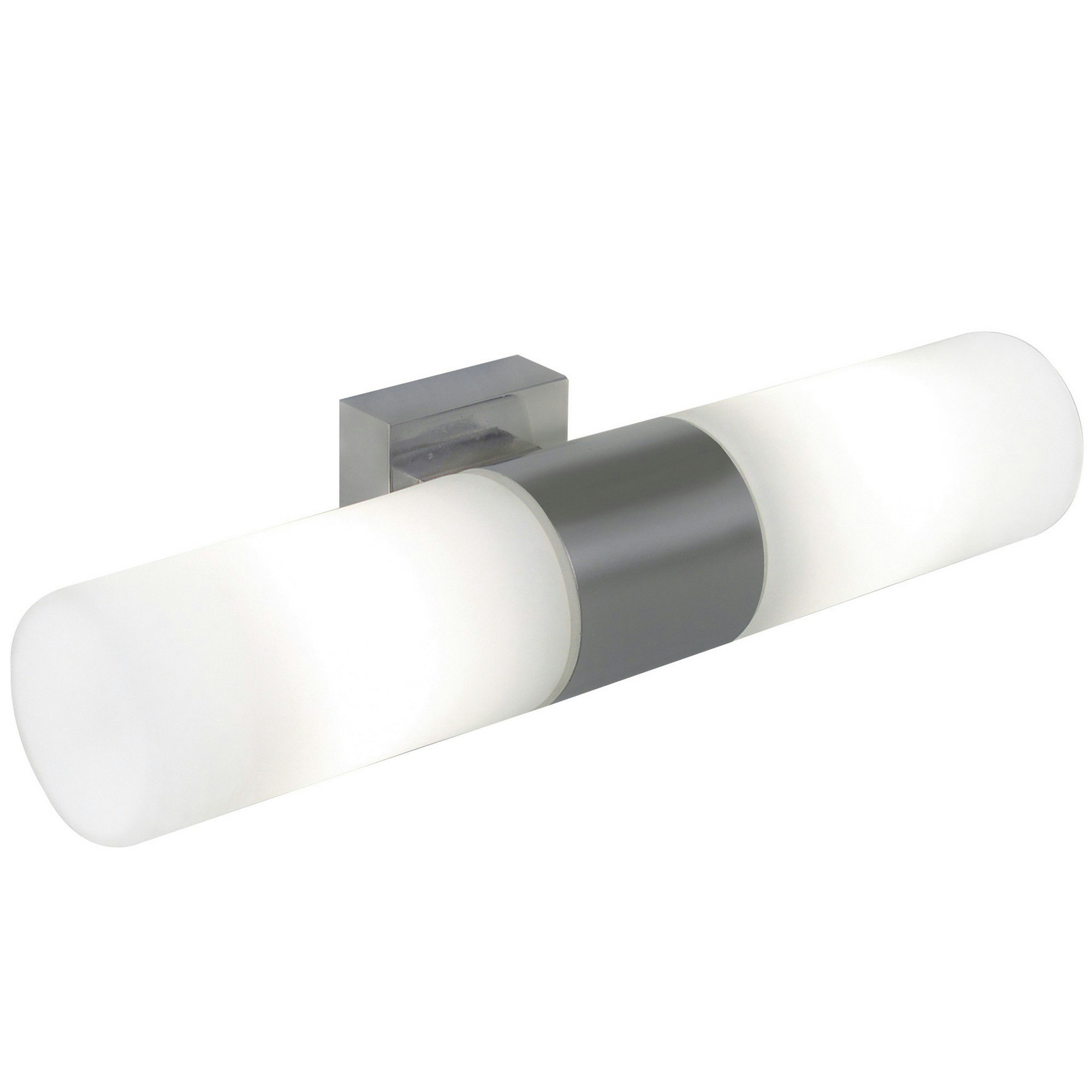 Rackhams Light/Silver Tangens Double | Wall | Brushed Steel - Glass - 1