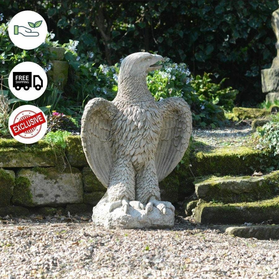 Osn Grey Stone Cast Giant Eagle Statue