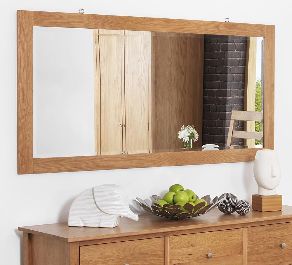 Rackhams Brown Edward Hopper Large Wall Mirror With Wooden Frame 140X70cm - Oak,