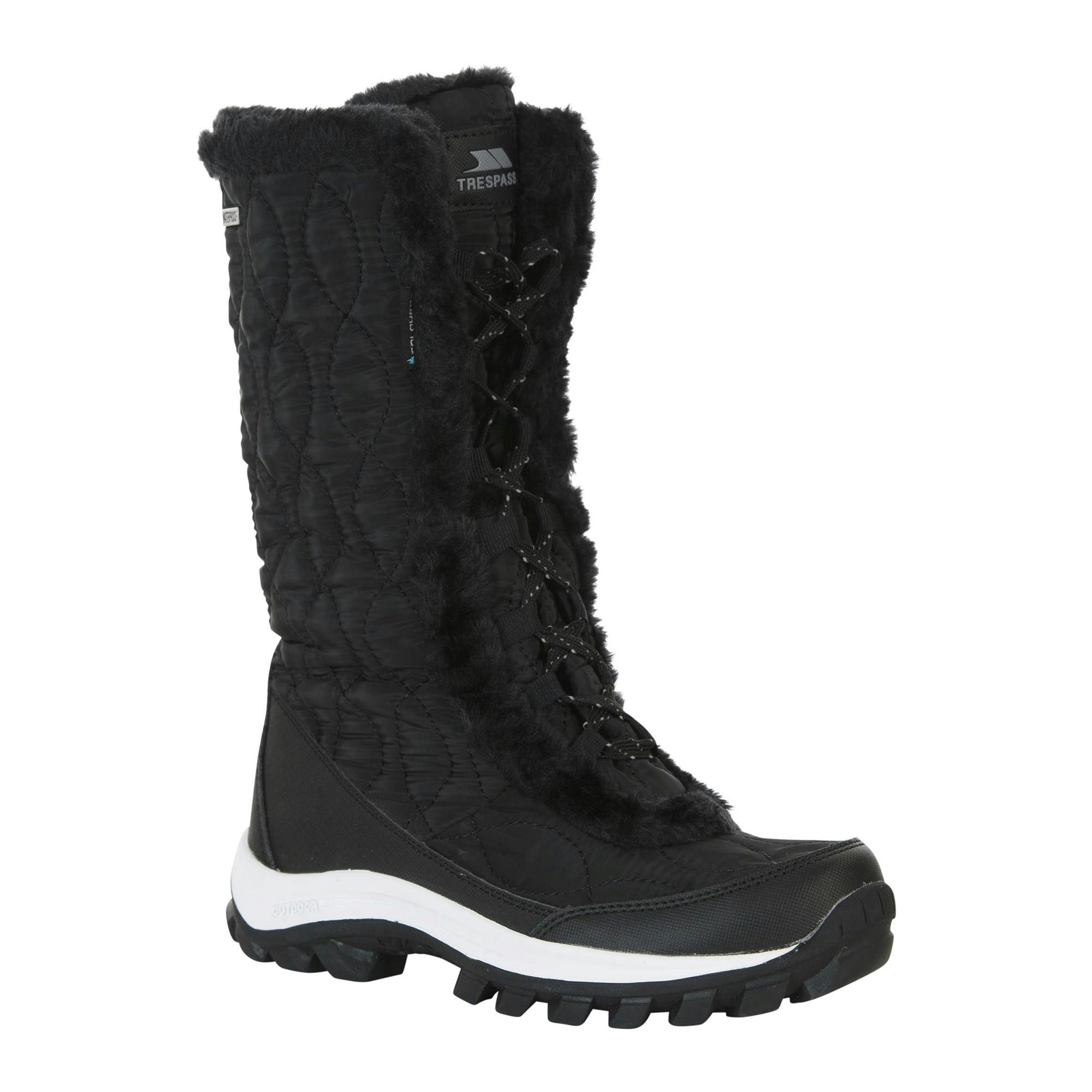 Trespass Women's Black Coretta Ii Snow Boots - 7 Uk - 30% Pu/30% Tpr/20% Fleece/10% Synthetic/10% Textile