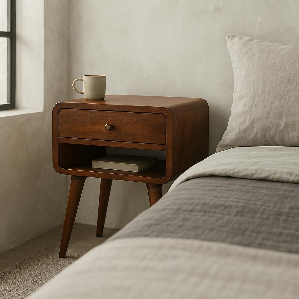 Rackhams Taormina Solid Mango Nightstand With Drawer And Shelf