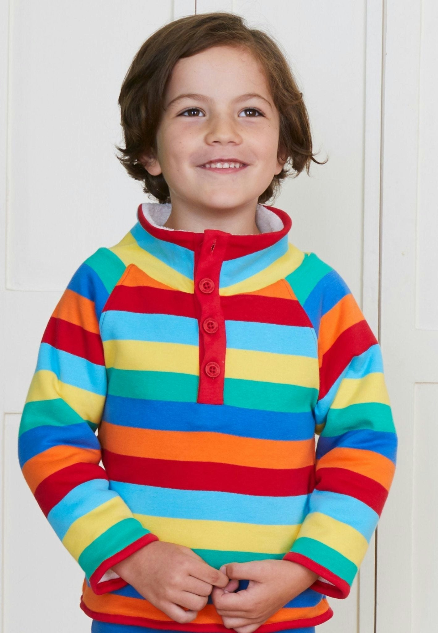 Toby Tiger Organic Multi Stripe Cosy Fleece Sweatshirt - 6-12M / 80Cm