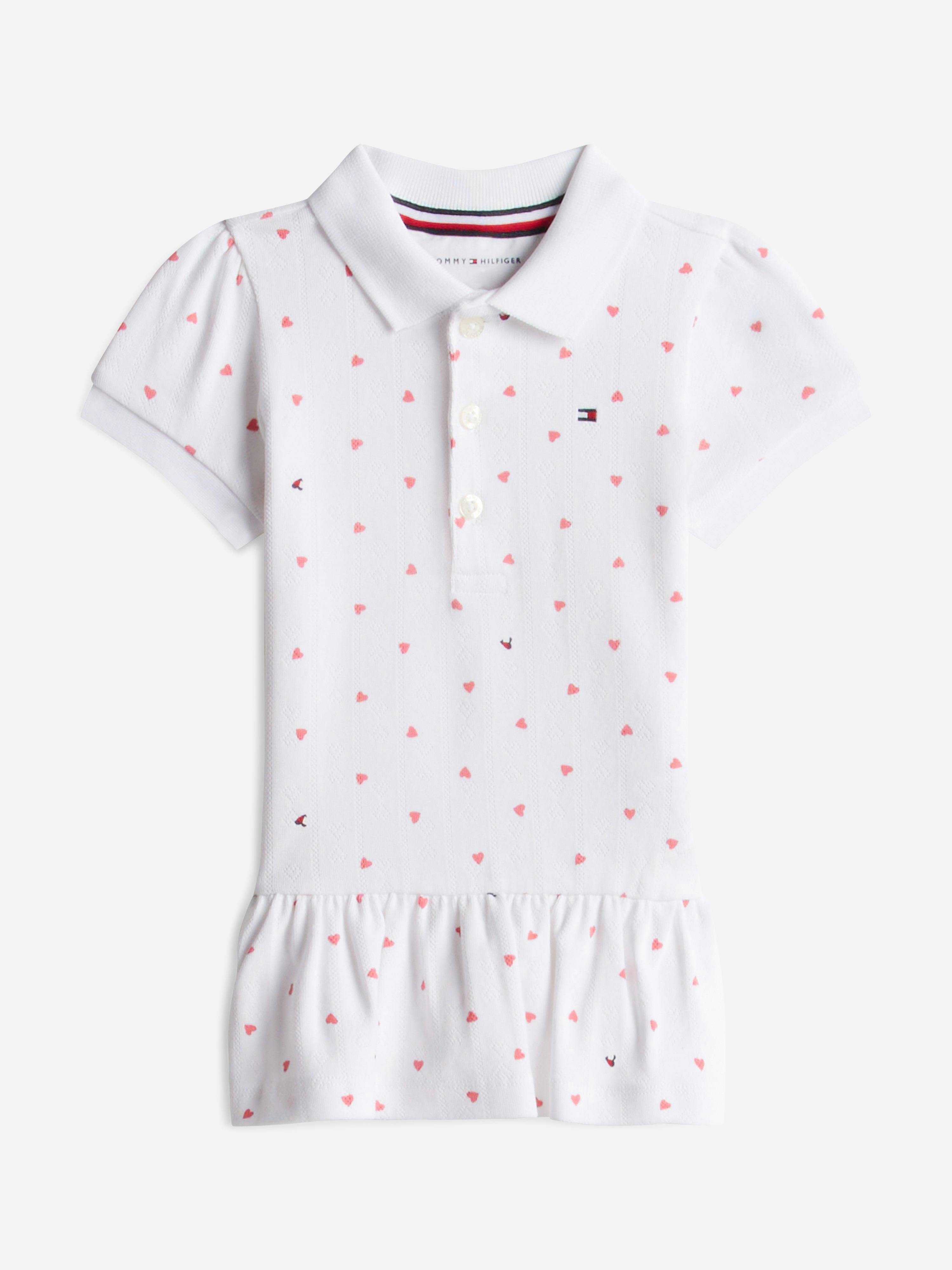 Tommy Hilfiger Women's White Baby Girls Pointelle Hearts Polo Dress In - 18 Months