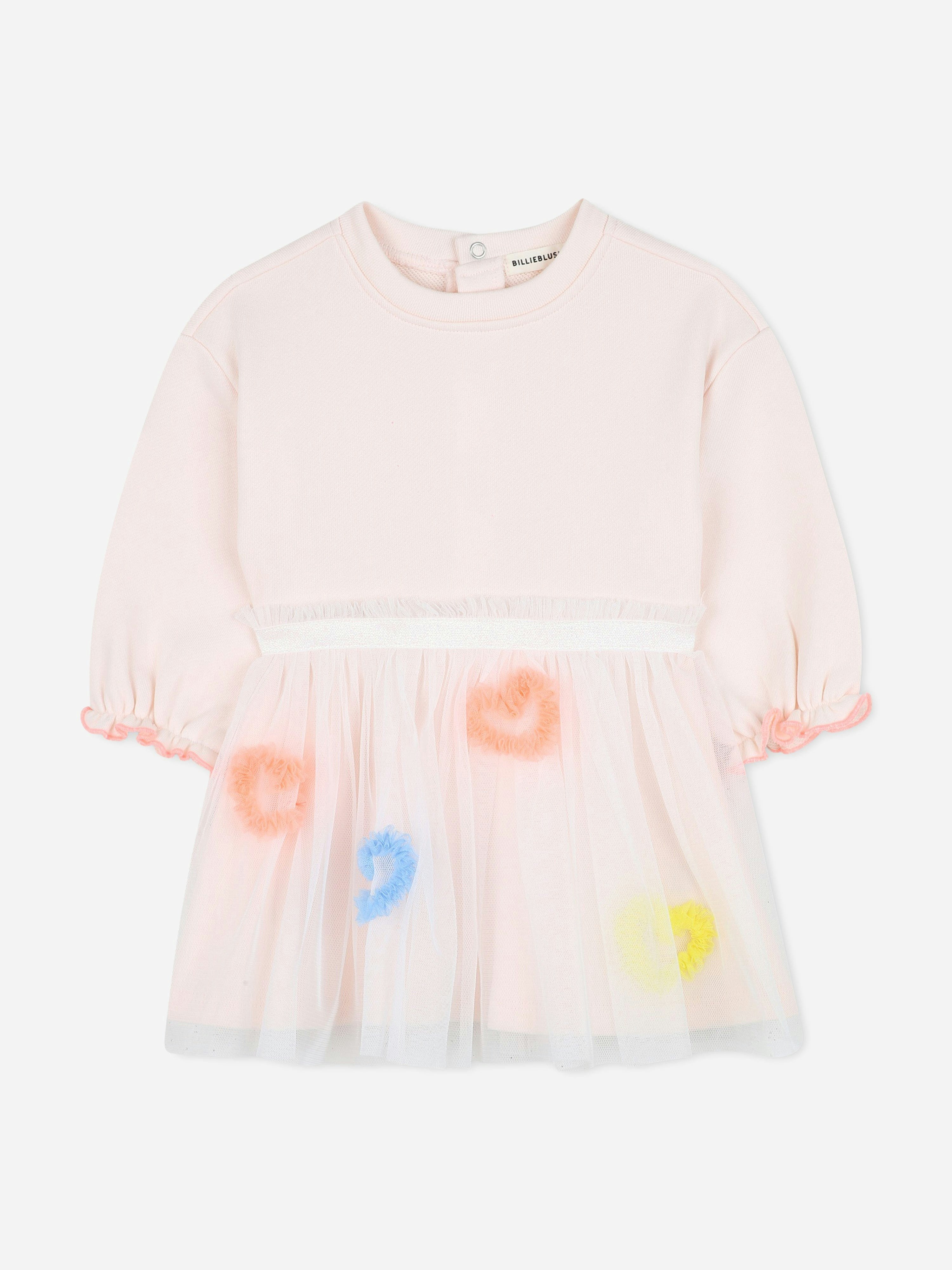 Billieblush Women's Pink Baby Girls Bi-Material Heart Dress In - 3 Yrs