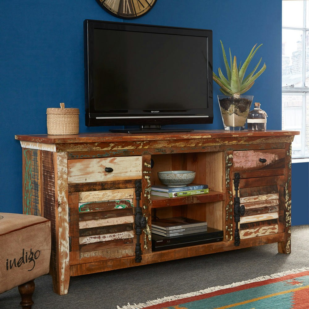 Ih Design Dahila Reclaimed Boat Tv Multi Media Unit - 150 Cm - 70 Cm - Wood