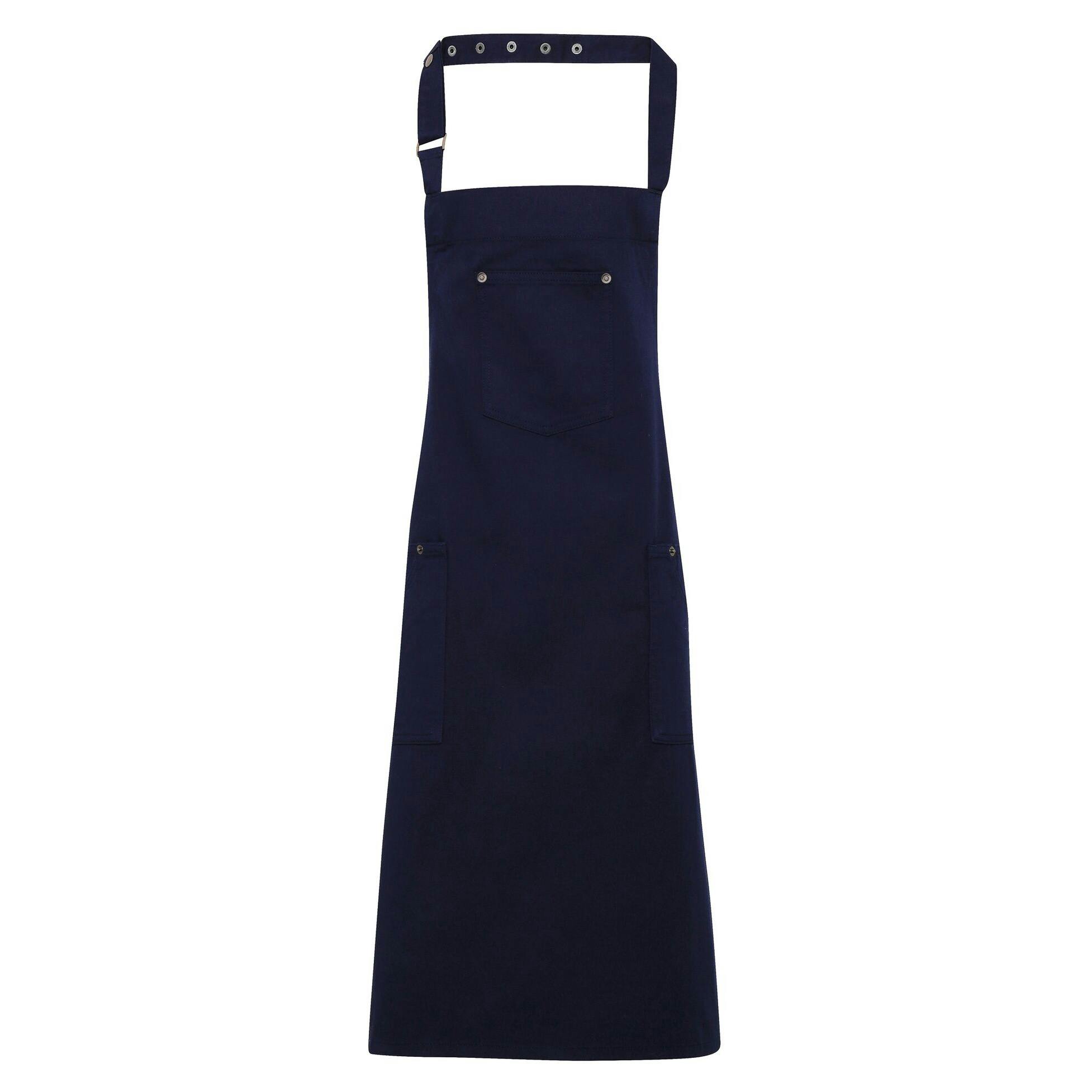 (One Size, Navy) Premier Unisex Chino Cotton Bib Apron 5057819484670 - Image 3
