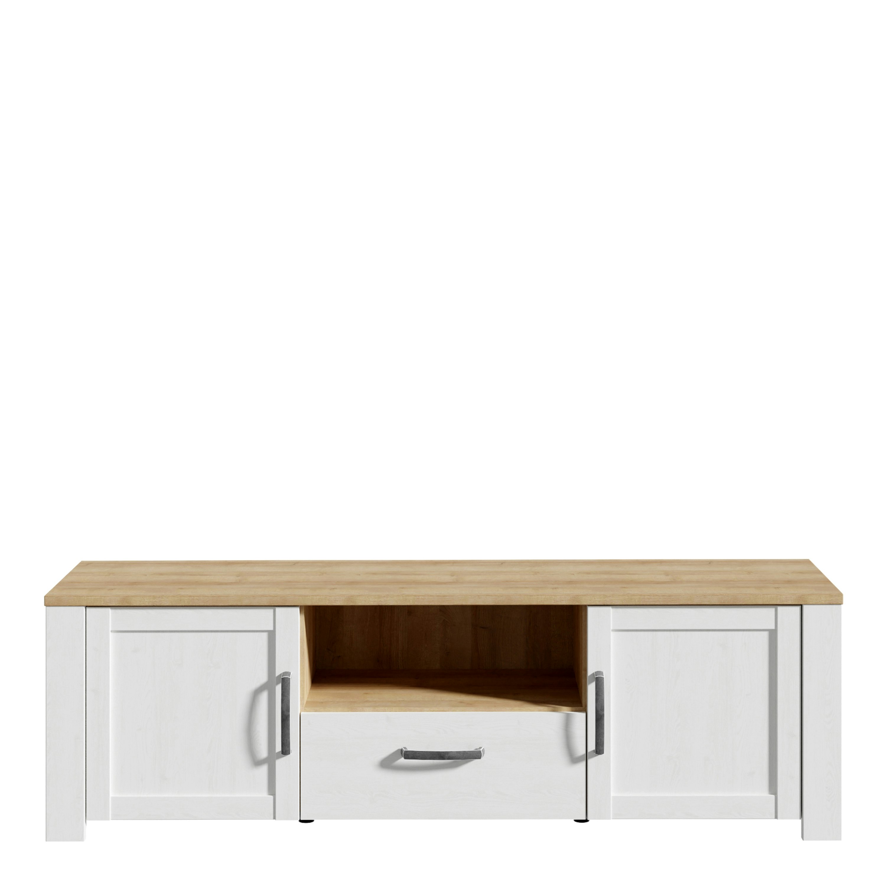 Furniture To Go Light/White Bohol Tv Unit Inc. Led In White/Riviera Oak - 1