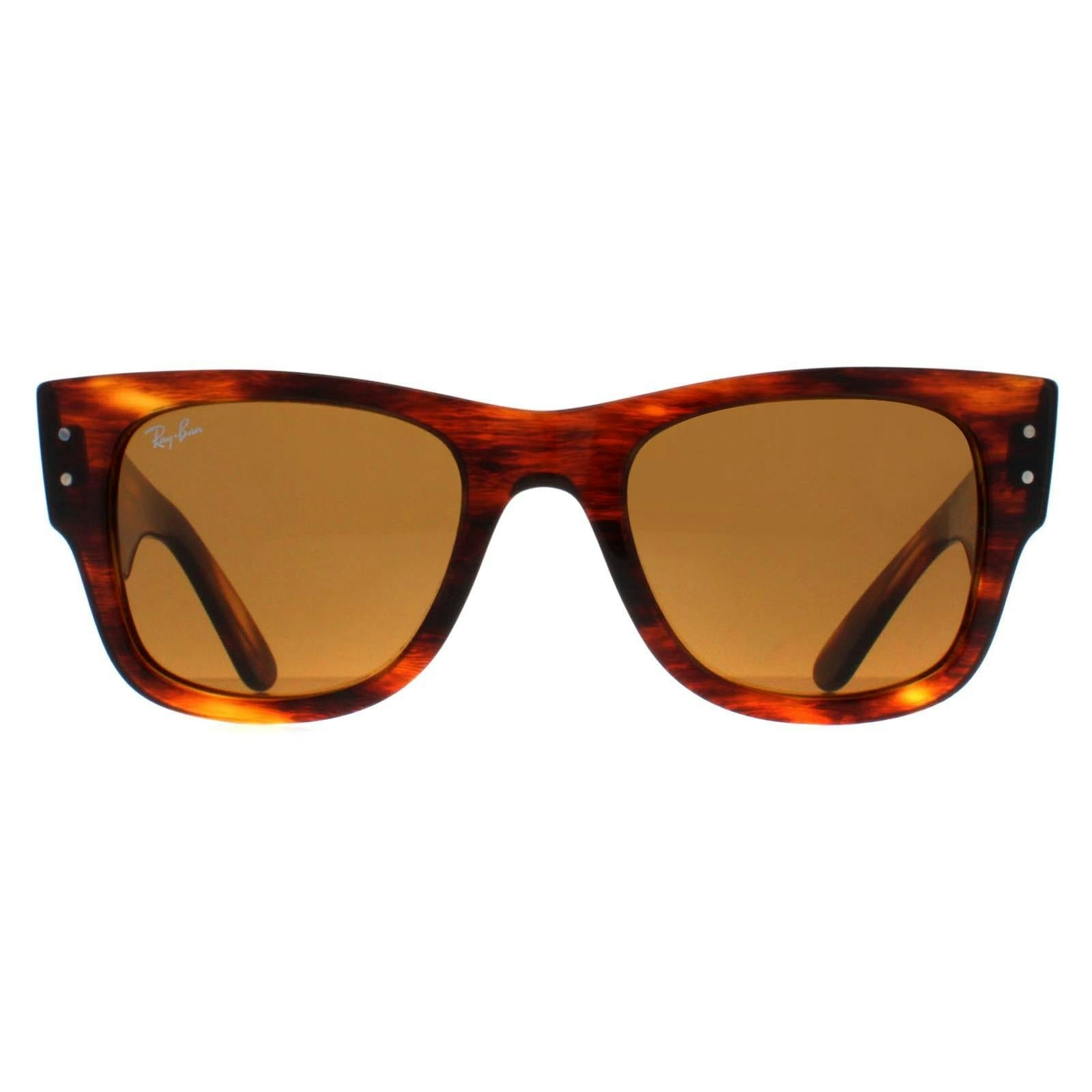 Ray-Ban Square Unisex Polished Striped Havana Brown RB0840S Mega Wayfarer - One Size - Image 6