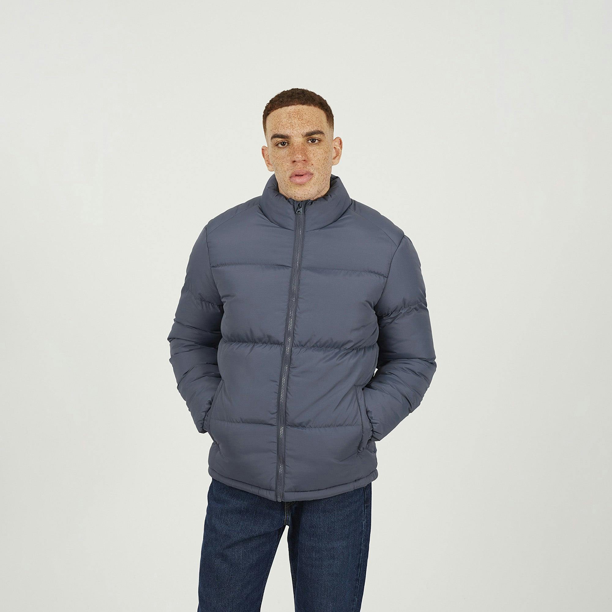 Brave Soul Blue Funnel Neck Padded Jacket - Xxl