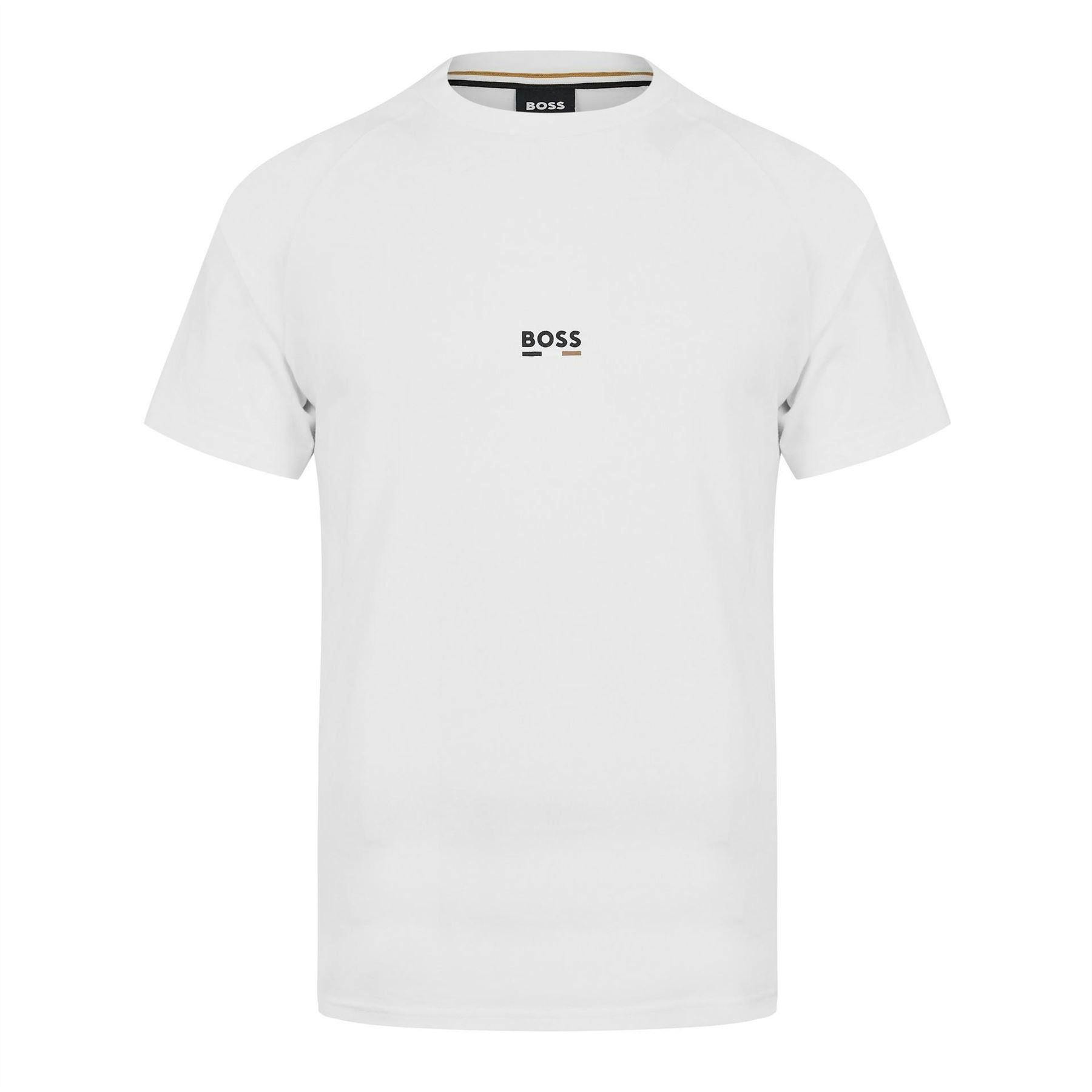 Boss Men's White Logo Slim Raglan T-Shirt - Xxl - 100% Cotton