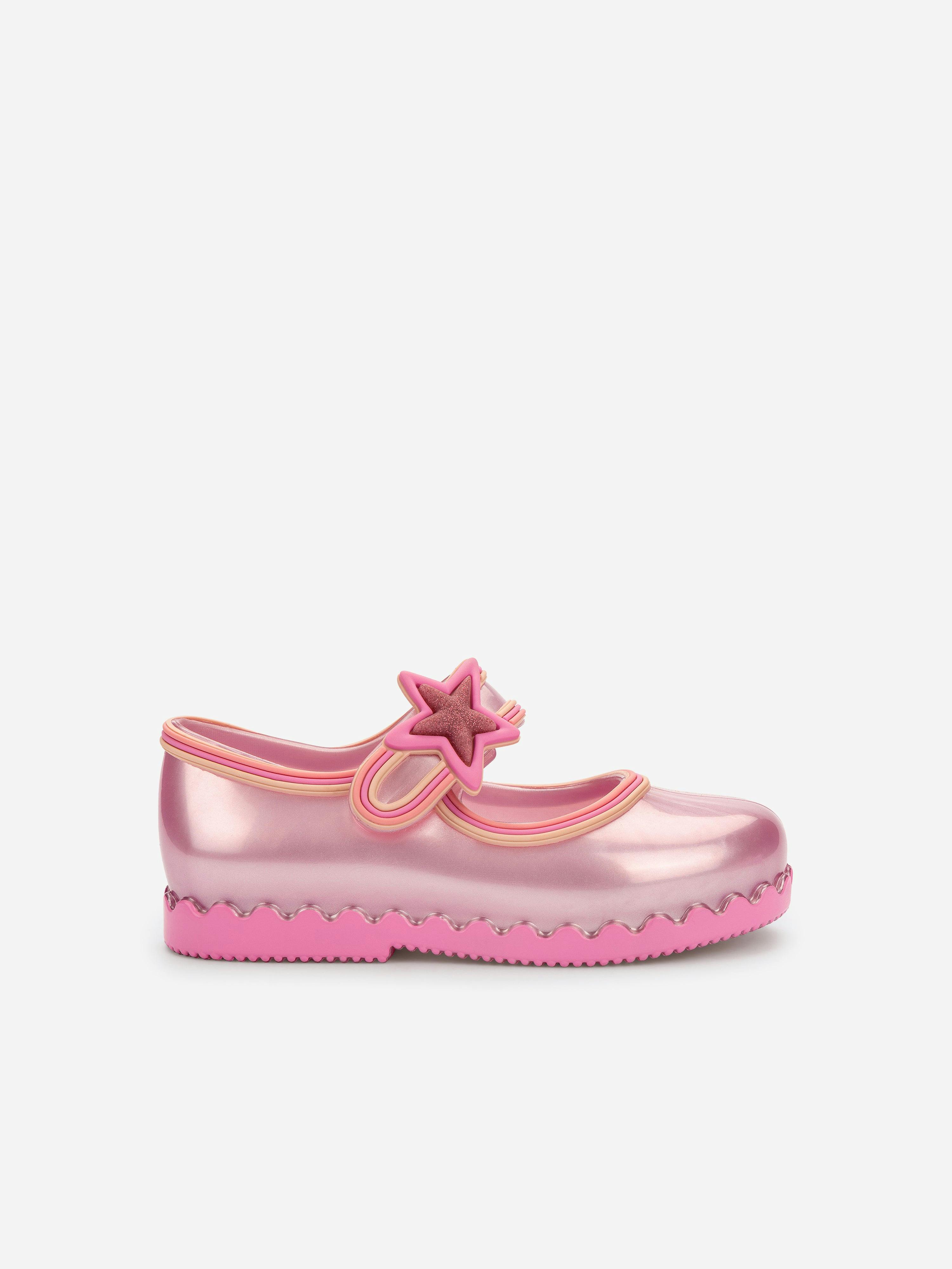 Mini Melissa Girls Pink Hip Ballerina Star Shoes In - Eu 22 - 23 Uk 6