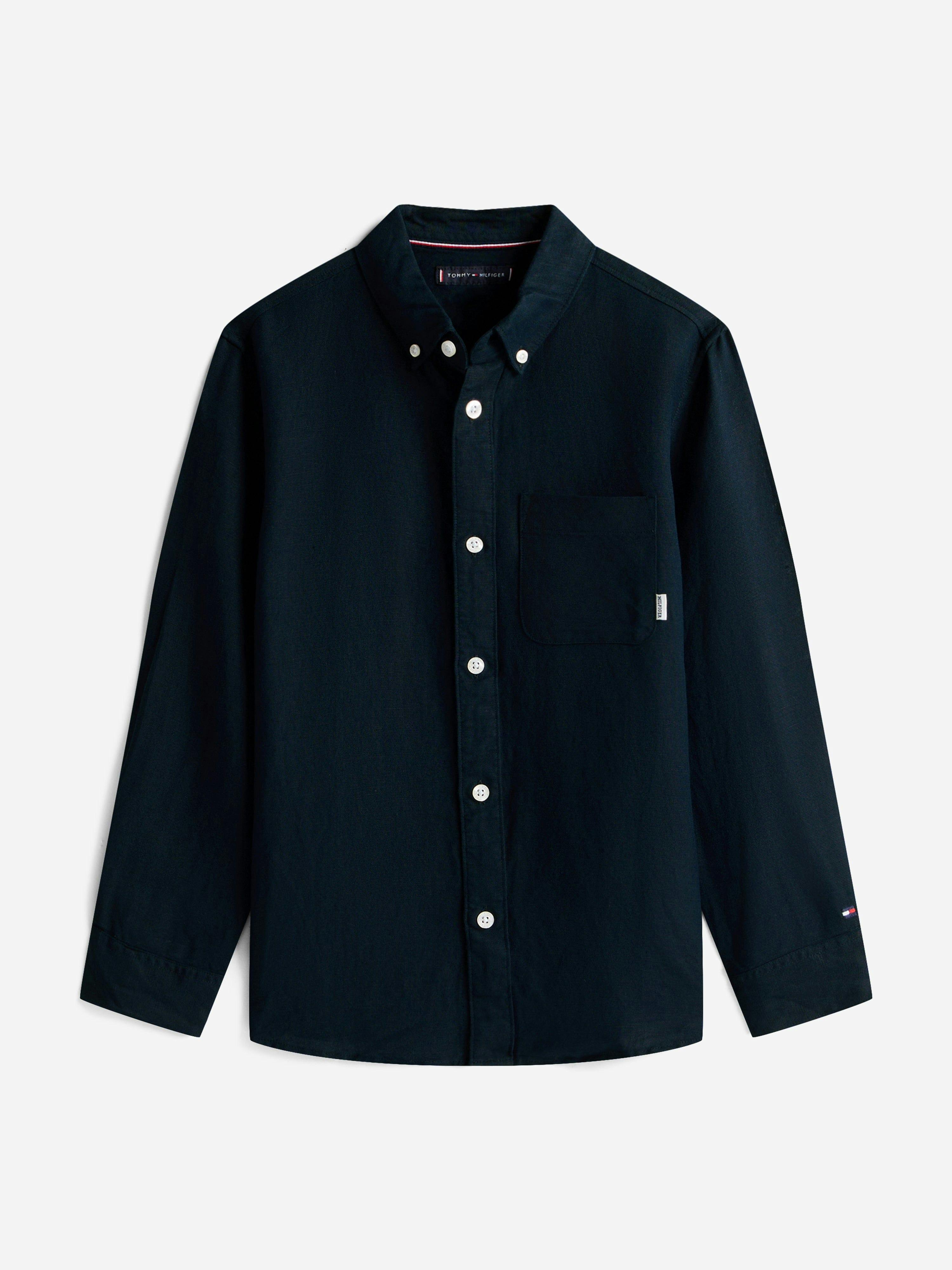 Tommy Hilfiger Boys Linen Blend Relaxed Shirt In Navy - Navy - 6 Yrs