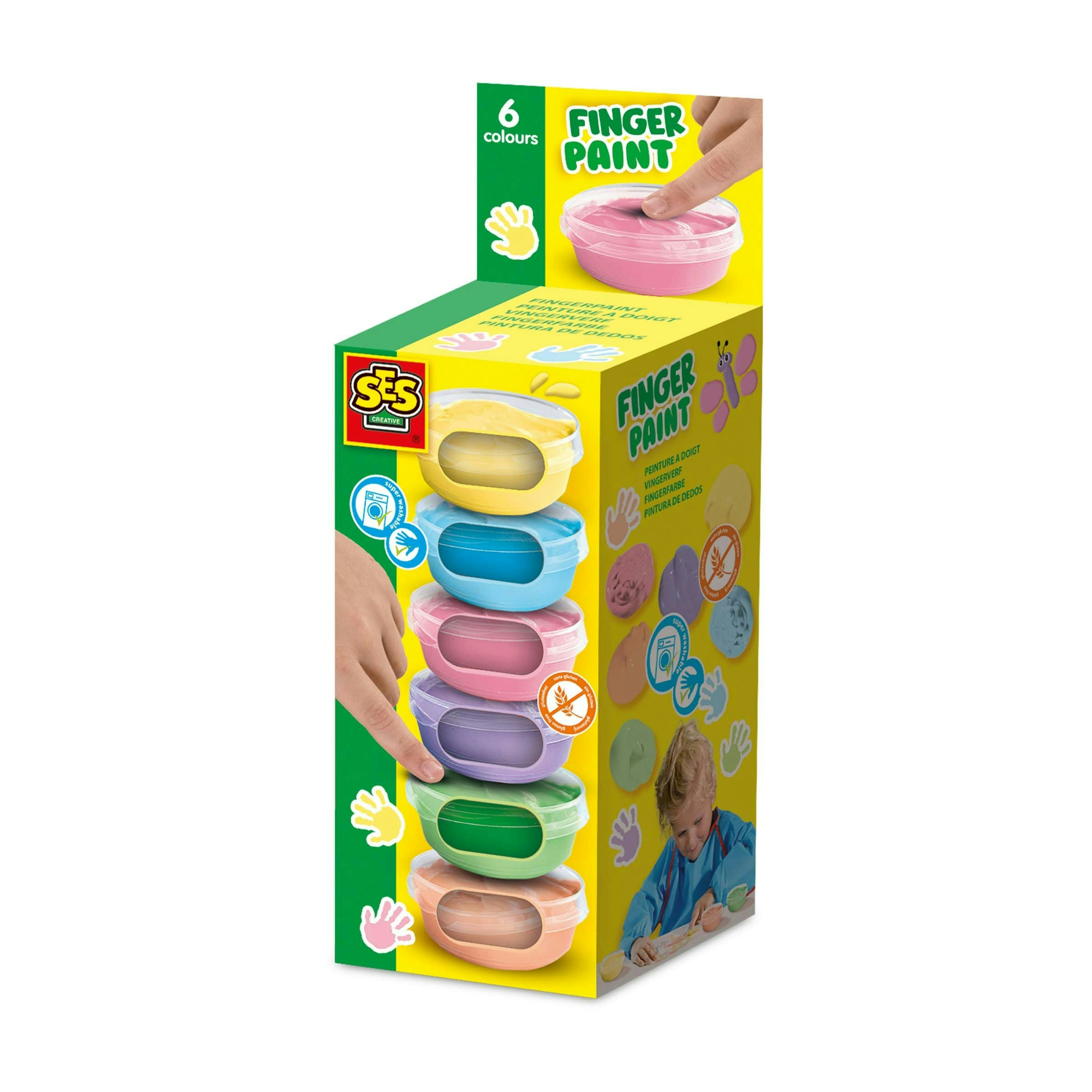 Ses Creative Orange/Blue/Pink Fingerpaint Pastel 6 Colours X 45 Ml