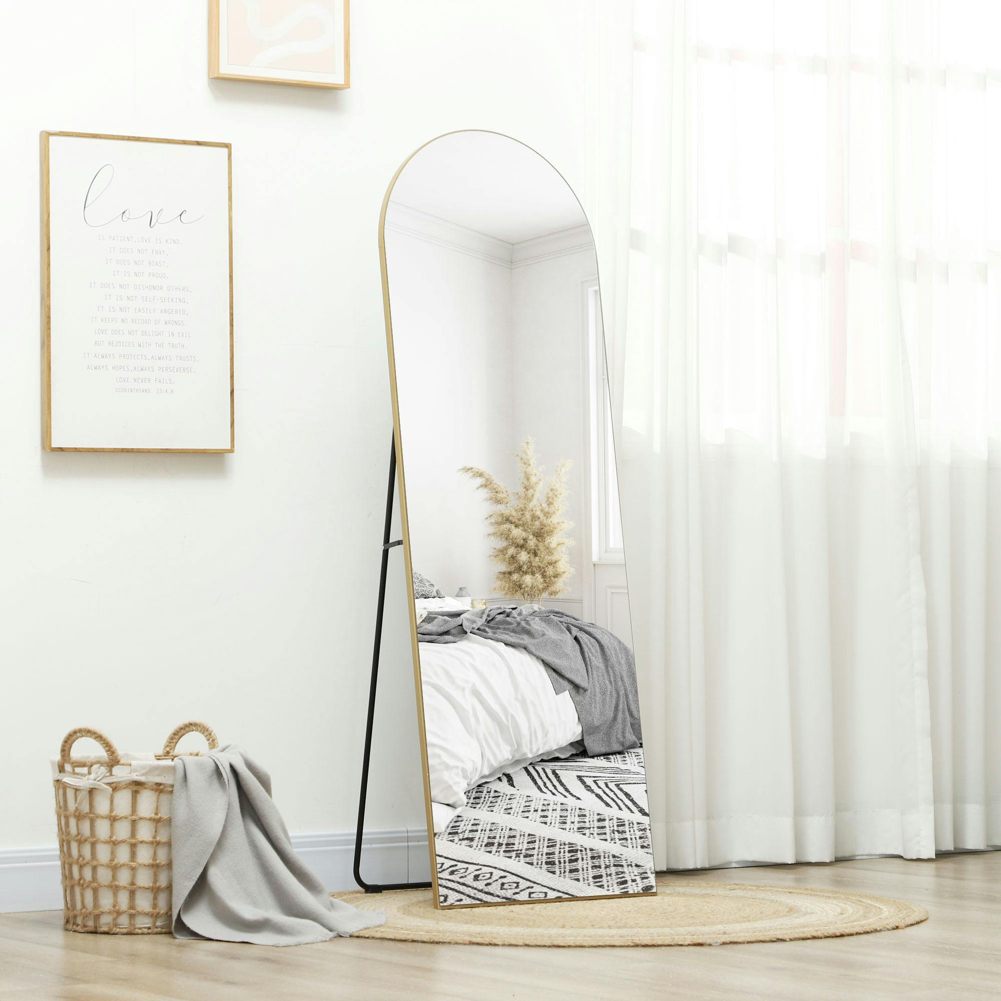 Homcom Black Floor Mirror Wall Mount Leaning Standing Mirror 50 X 150Cm