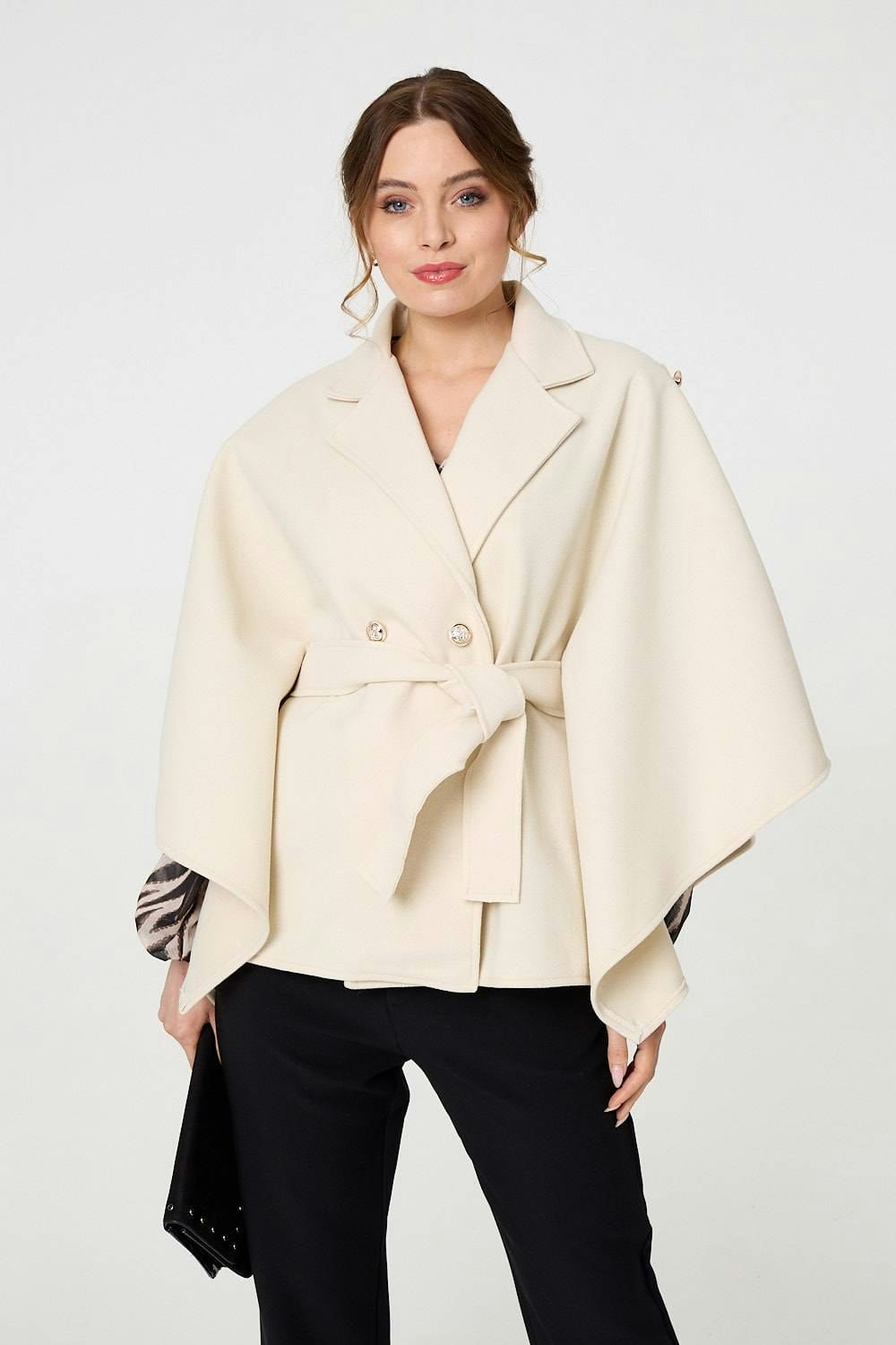 Izabel London White Cape Coat With Belt - 8