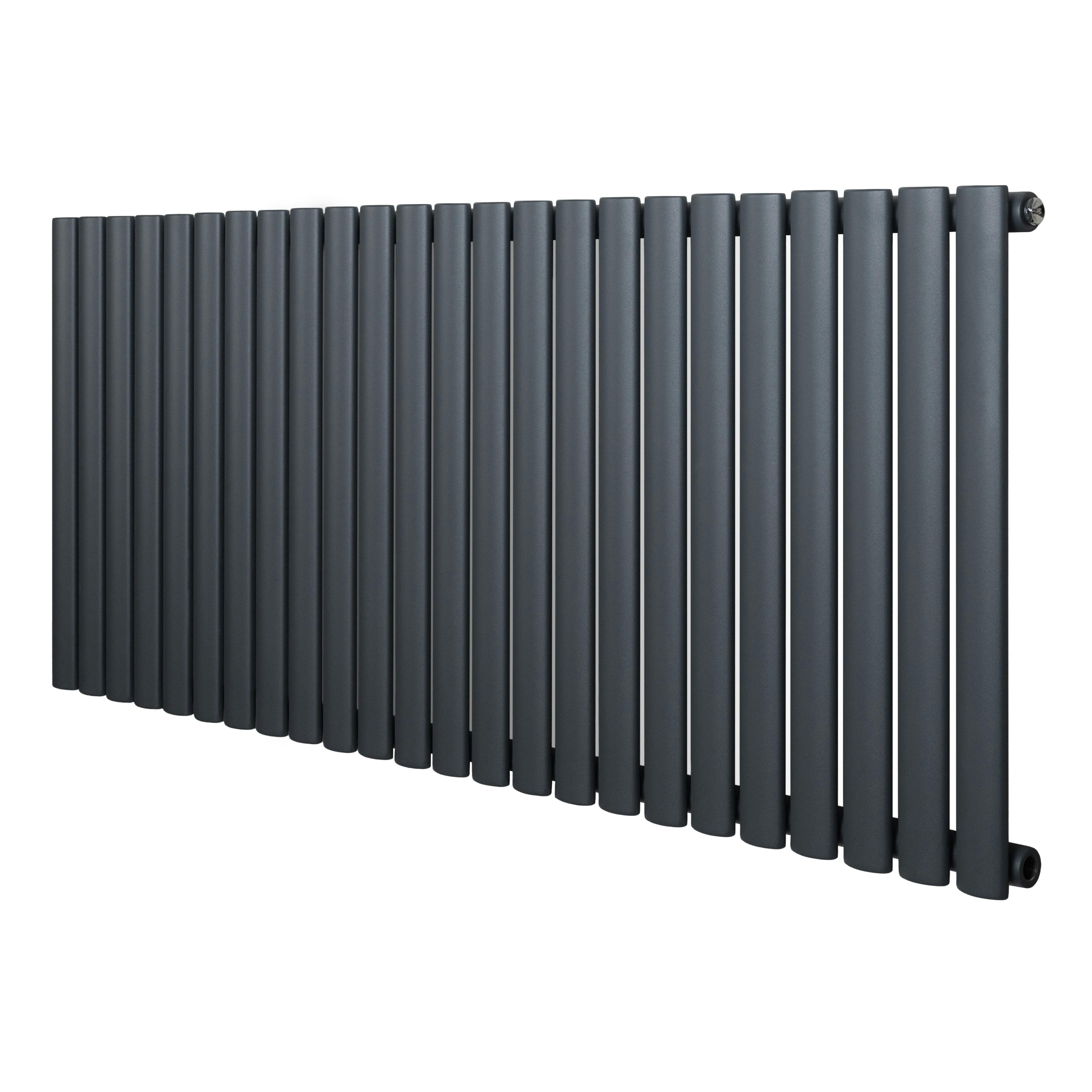Monstershop Anthracite/Grey Oval Single Column Radiator - 600 X 1440Mm