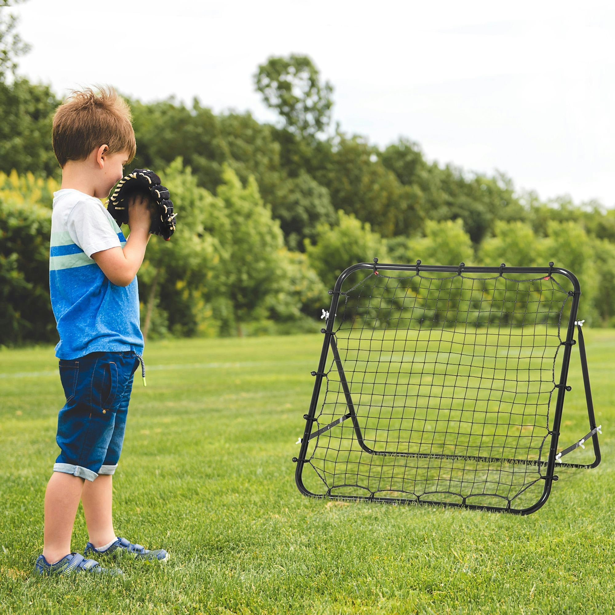 Homcom Black Rebounder Net Goal For Kids, Adults, Baseball, Football Training