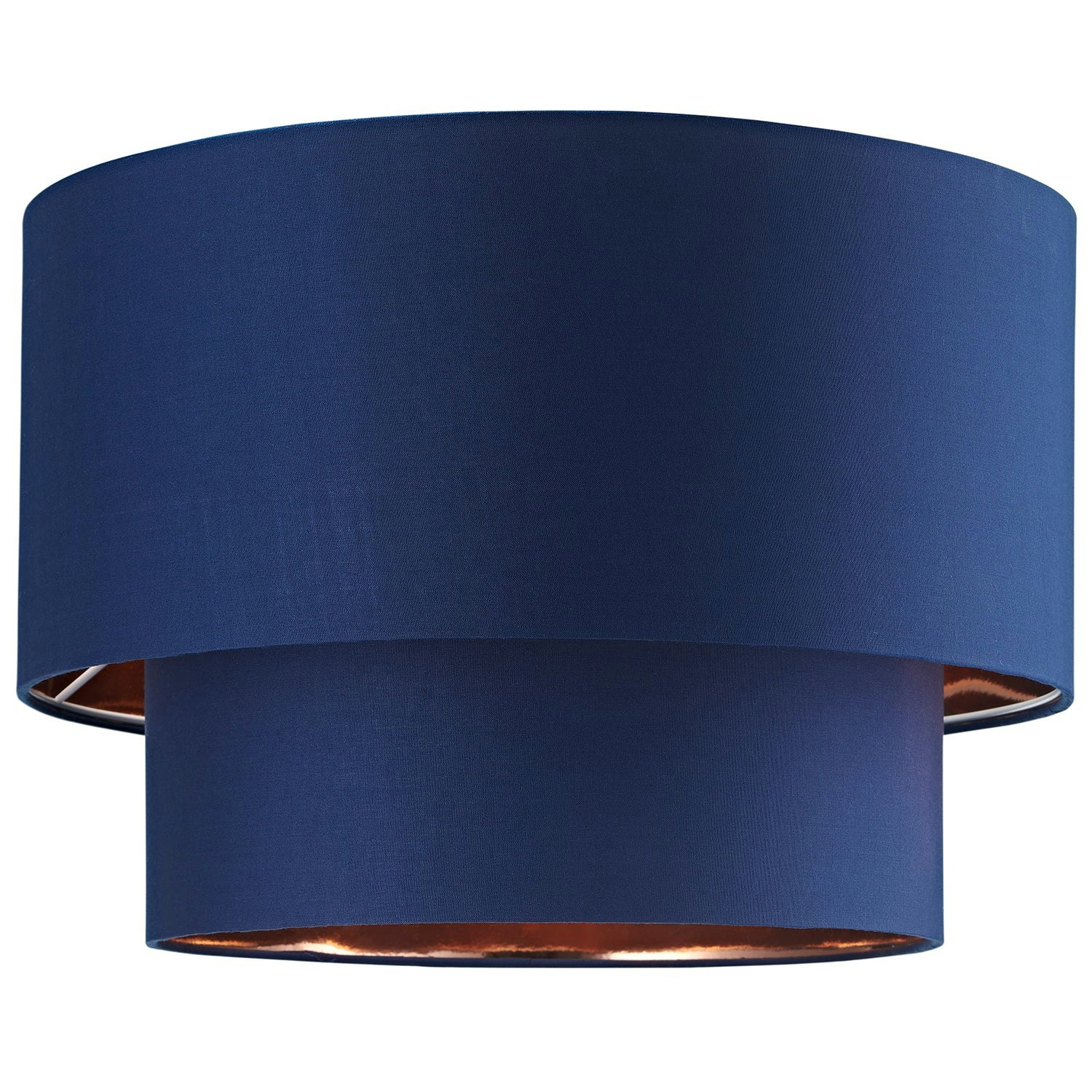 Rackhams Blue Designer Midnight Cotton Double Tier Ceiling Shade With Shiny Copper Inner