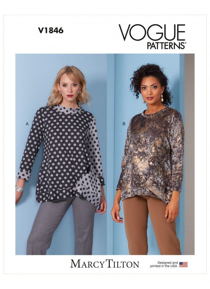 Vogue Women's Sewing Pattern 1846, Tops For A (Xs-S-M-L-Xl-Xxl) - Intermediate - A (Xs-S-M-L-Xl-Xxl)