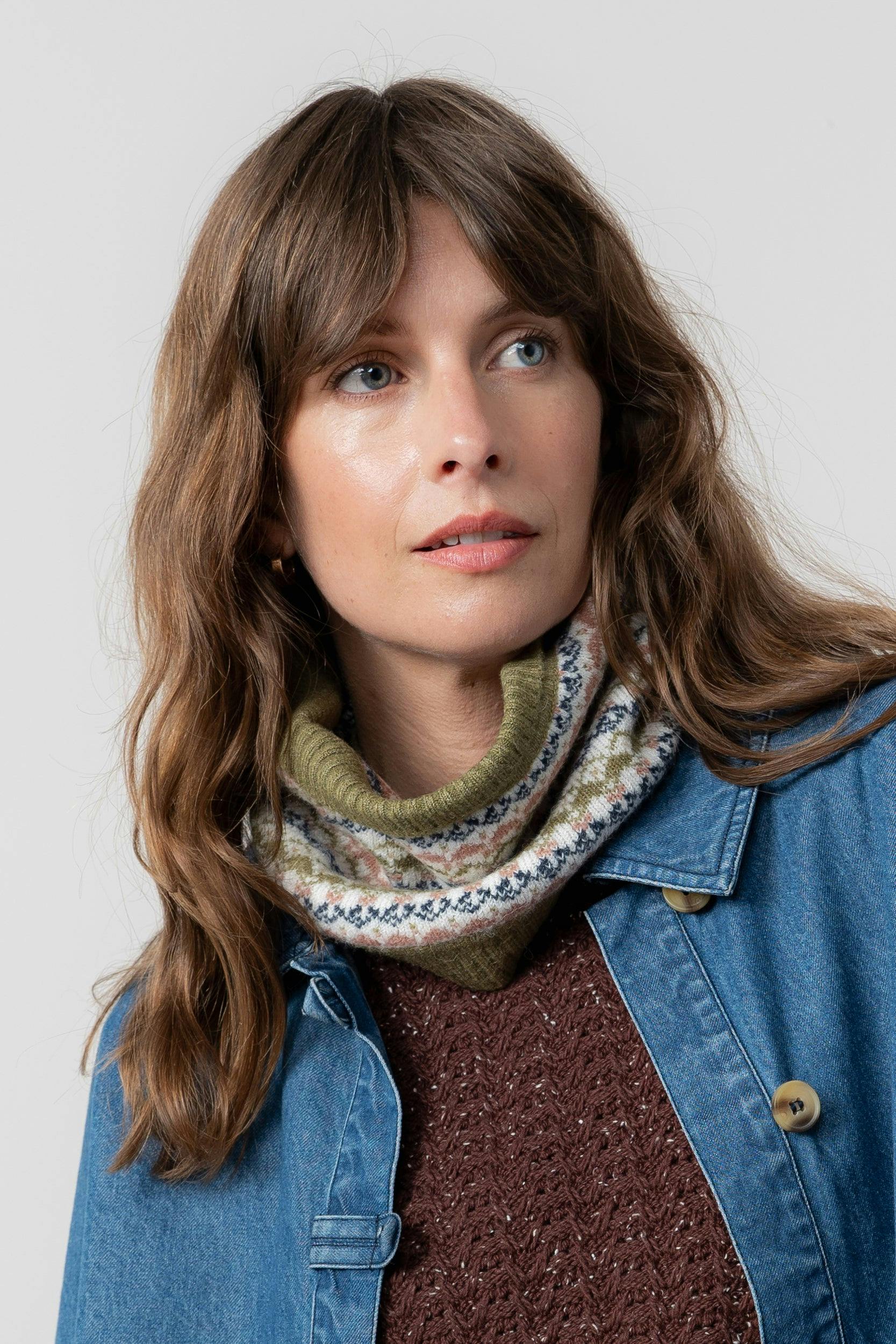 Lily & Me Green Fair Isle Knitted Snood - One Size