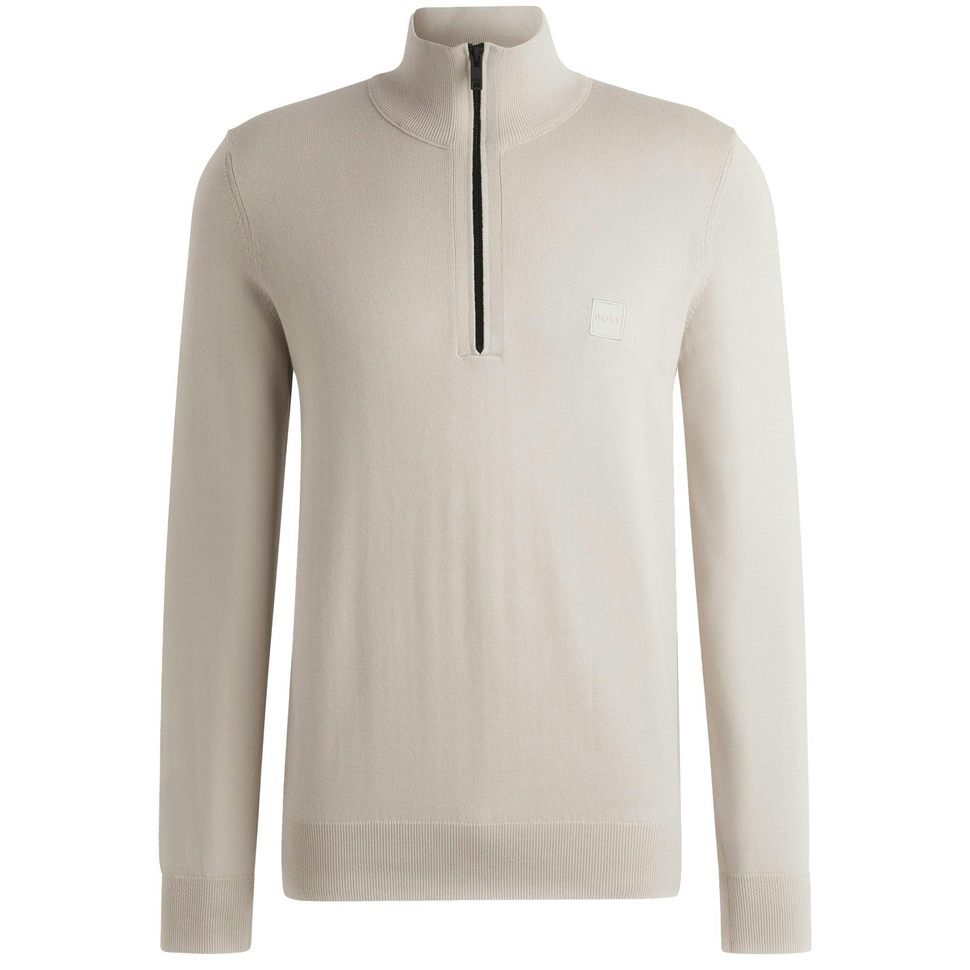 Boss Grey/Beige Kanobix S Quarter Zip Knitted Sweater - Small