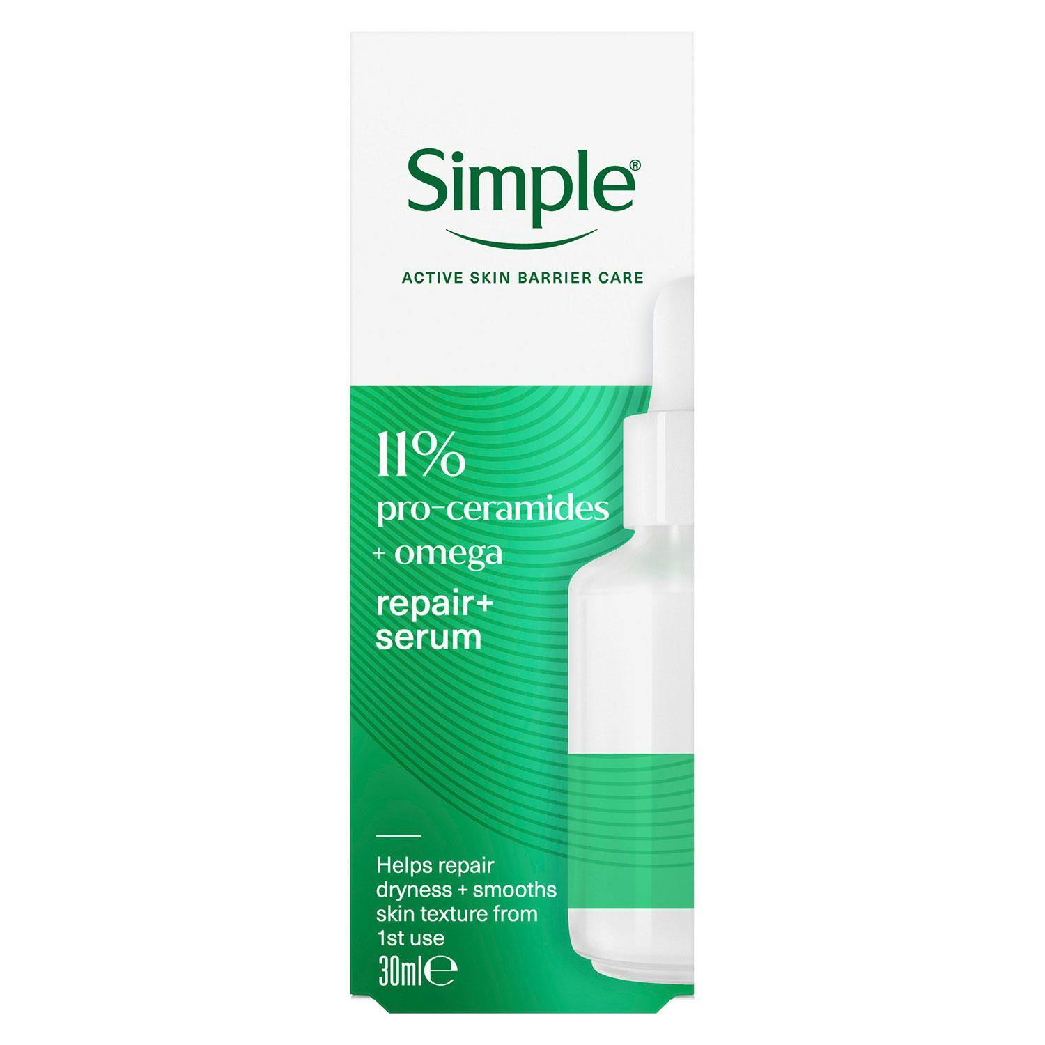 Simple Repair+ Serum 11% Pro-Ceramide & Omega Barrier Care, 30Ml - 1 Pack