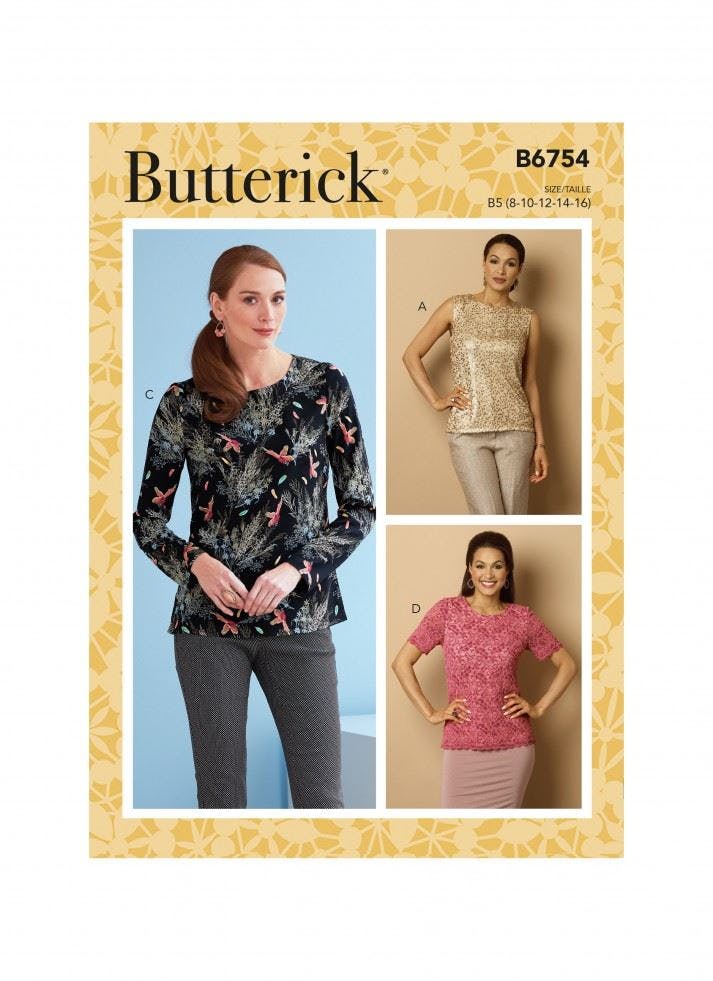 Butterick Women's Sewing Pattern 6754, Tops For F5 (16-18-20-22-24) - Easy - F5 (16-18-20-22-24)