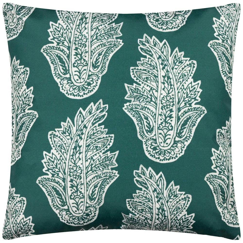 Rackhams Kalindi Paisley Outdoor Cushion Cover - Teal - 43Cm X 43Cm - Teal - 100% Polyester