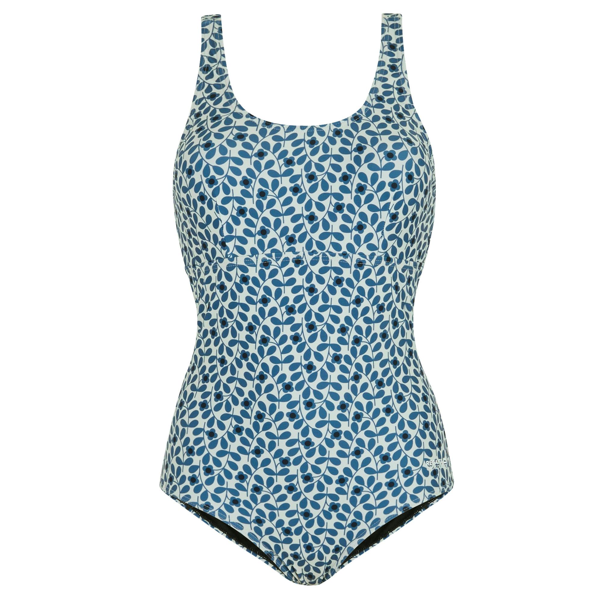 Regatta Women's Blue Orla Kiely Jasmine Flower One Piece Swimsuit - 16 Uk - 85% Recycled Polyester/15% Elastane