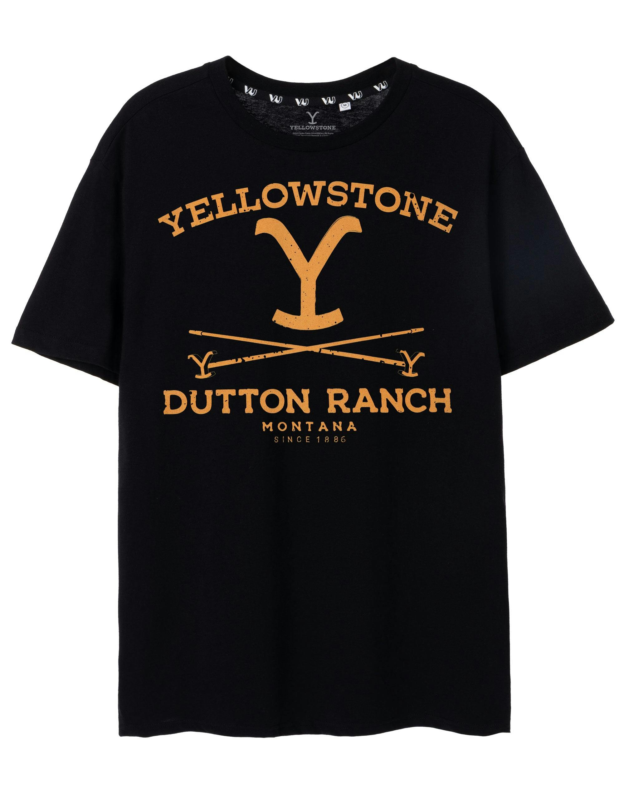 Vanilla Underground Men's Black Yellowstone Dutton Ranch Short Sleeved T-Shirt - Medium