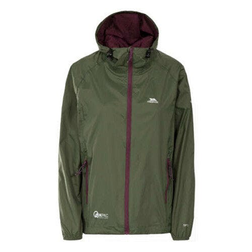 Trespass Women's Qikpac Waterproof Hooded Jacket With Packaway Pouch - Moss - S