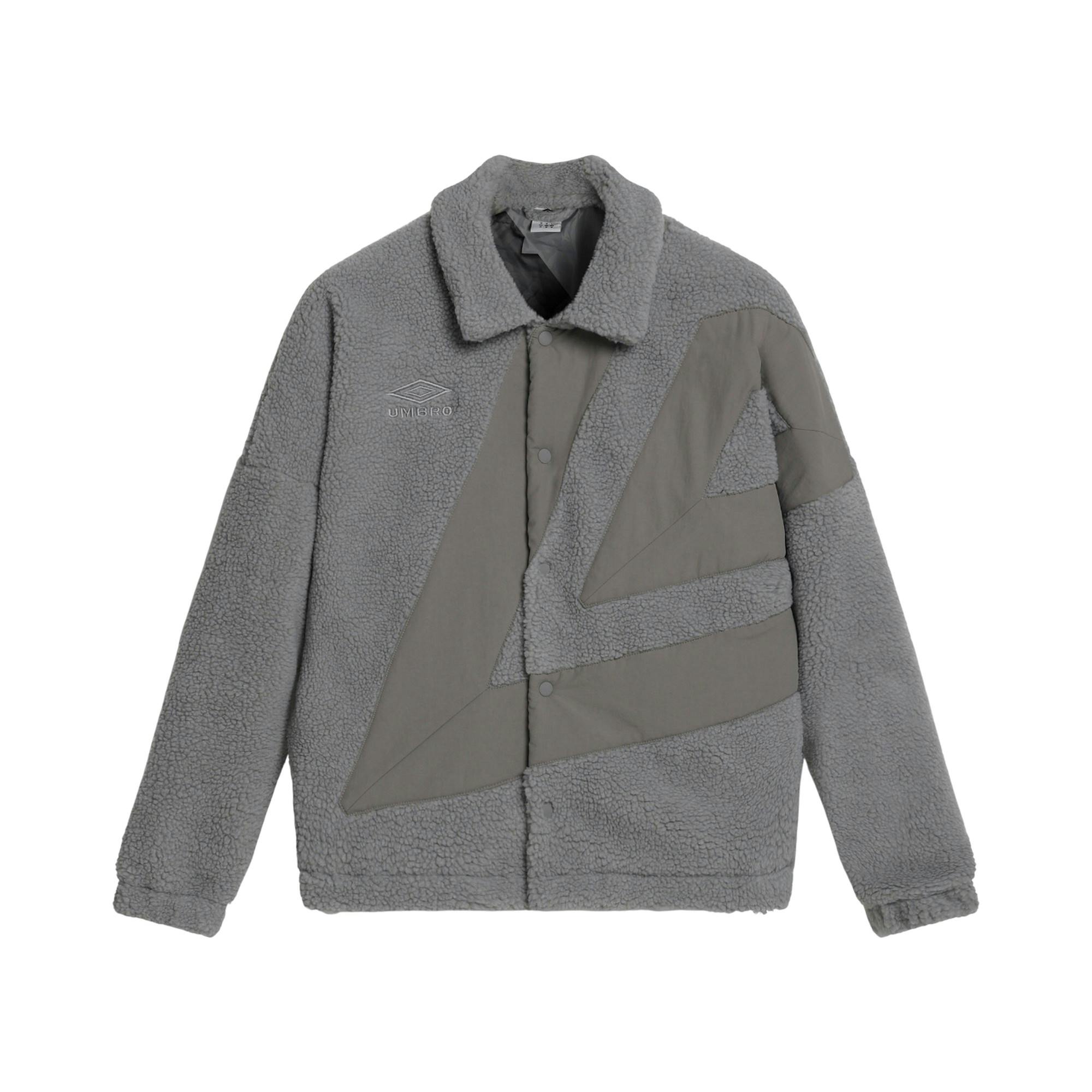 Umbro Men's Grey Fleece Coach Jacket - Harbor Mist/Ultimate - L - Harbor Mist/Ultimate - 100% Mixed