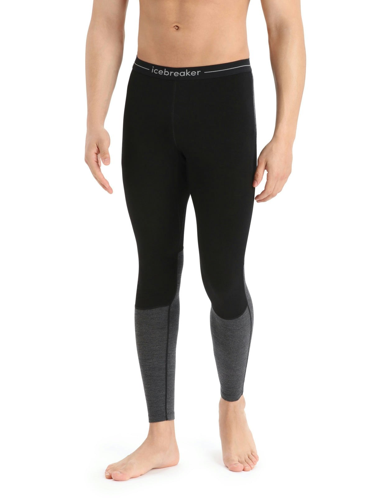 Icebreaker Men's Black/Grey Zoneknit 260 Leggings {Ic-0A56hg} - /Jet Heather Grey/Metro Heather - Medium