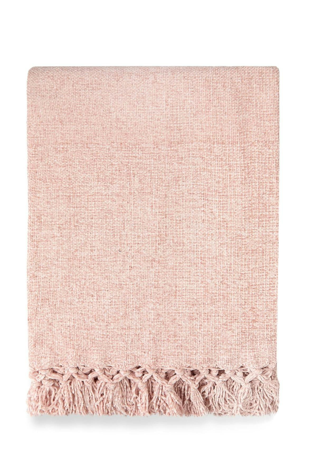 Emma Barclay Orange/Grey/Green Darcy Tassel Blush Blanket/Throw - Blush - 150X200cm