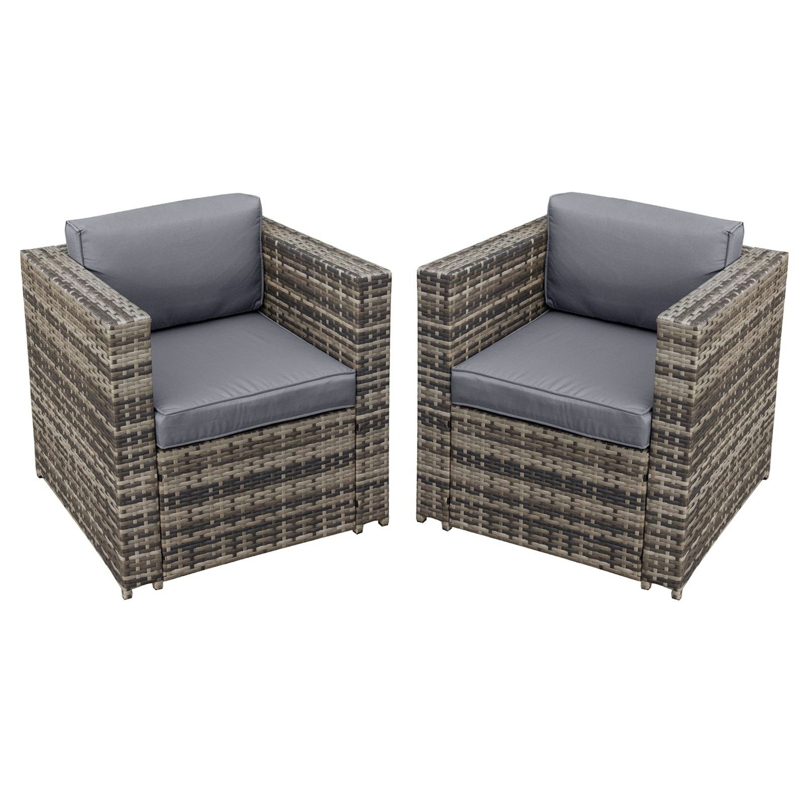 Rackhams Grey Malta Rattan 2 Seat Twin Chair Set In Walnut - Walnut - Pe Rattan - 1