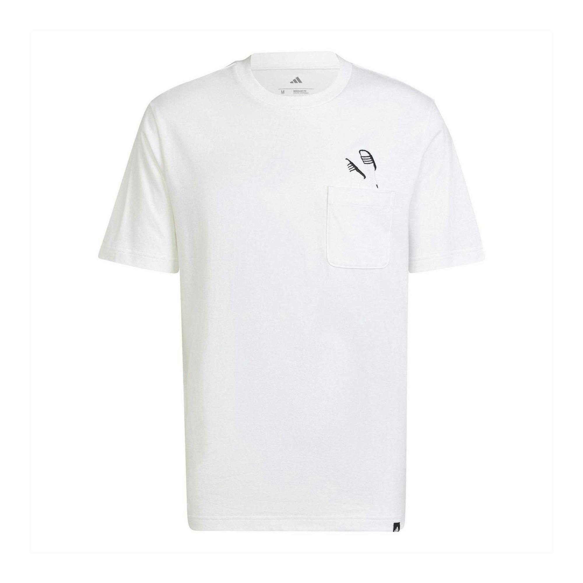 Adidas Men's White Pocket Slide Cotton T-Shirt - M - 100% Cotton