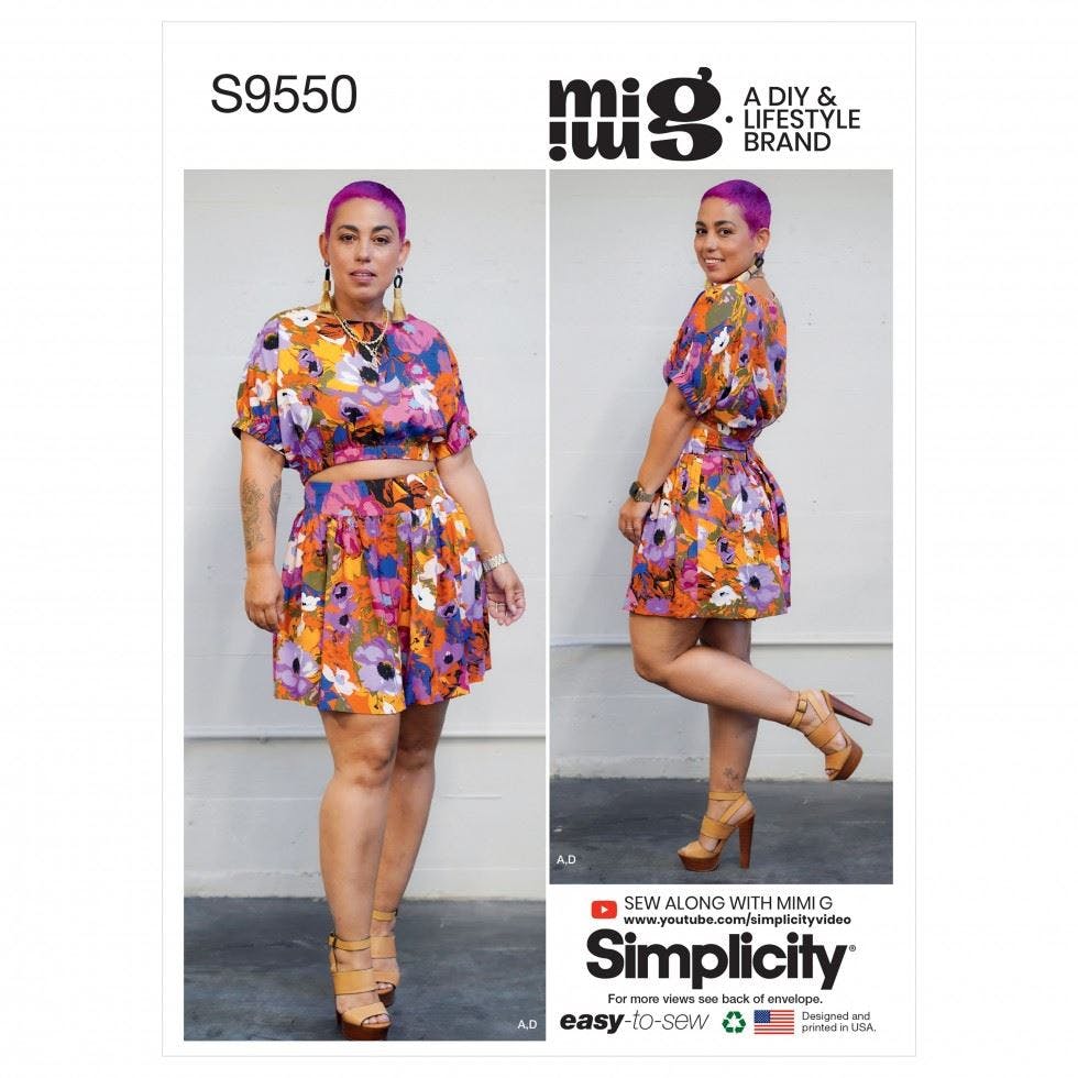 Simplicity Women's Sewing Pattern 9550, Tops, Skirts, Shorts For D5 (4-6-8-10-12) - Easy - D5 (4-6-8-10-12)