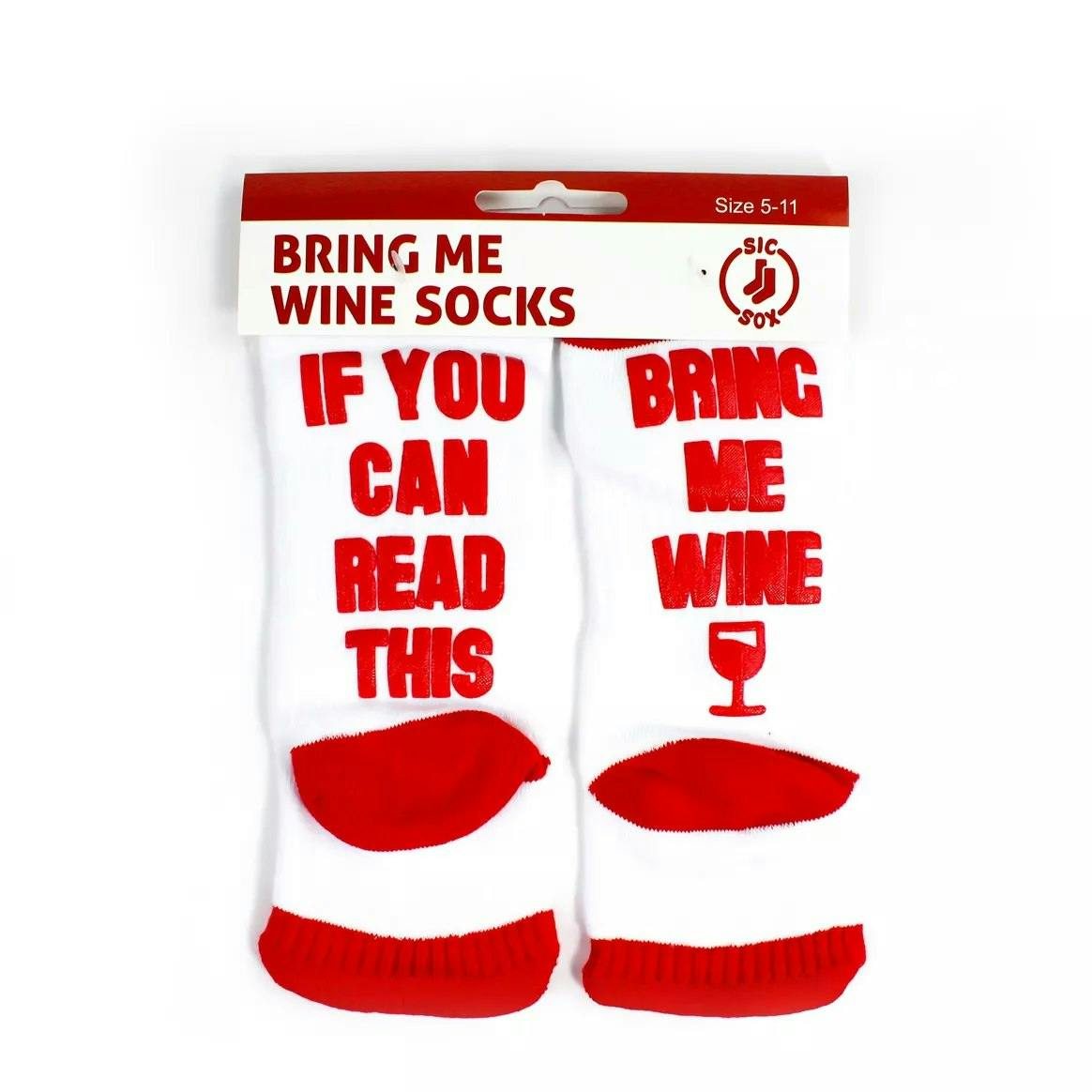 Nova White/Red Bring Me Wine Socks