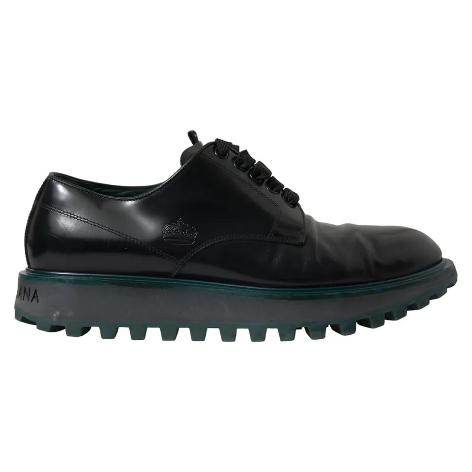 Dolce & Gabbana Men's Black Leather Derby Shoes - Size 42 Eu