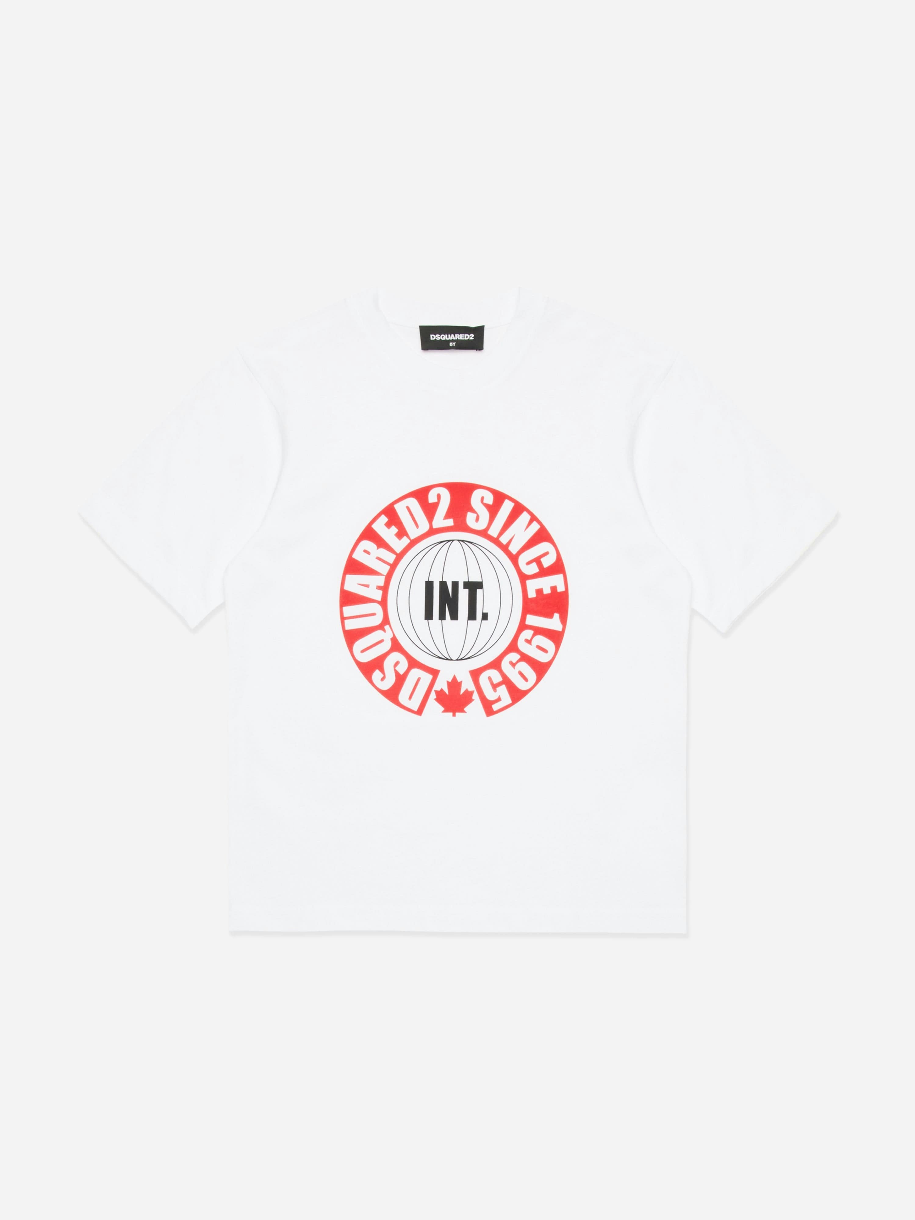Dsquared2 Kids Boys White Slouch Fit Logo T-Shirt In - 4 Yrs